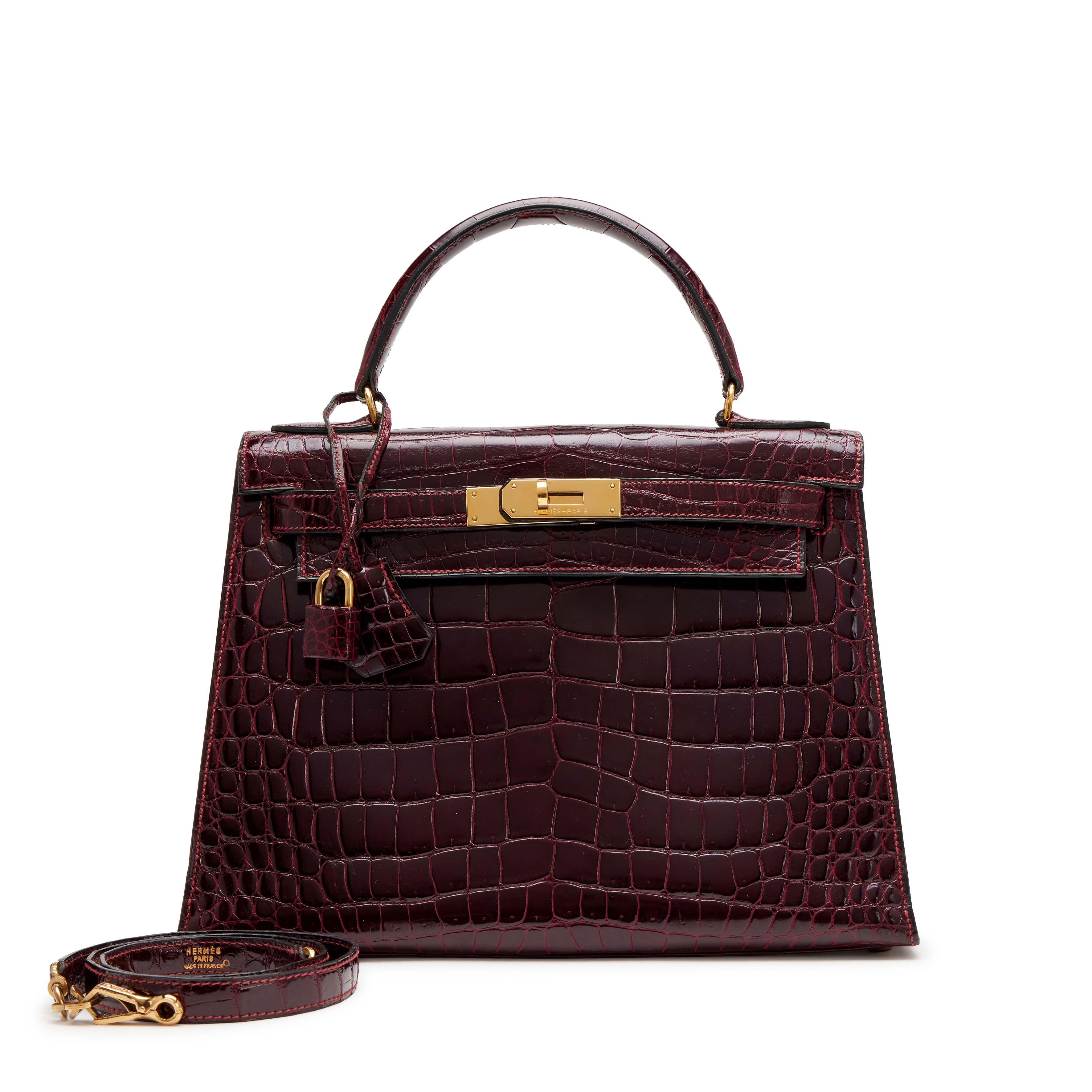 Hermès Vintage Vintage Rouge H Shiny Caiman Crocodile Sellier