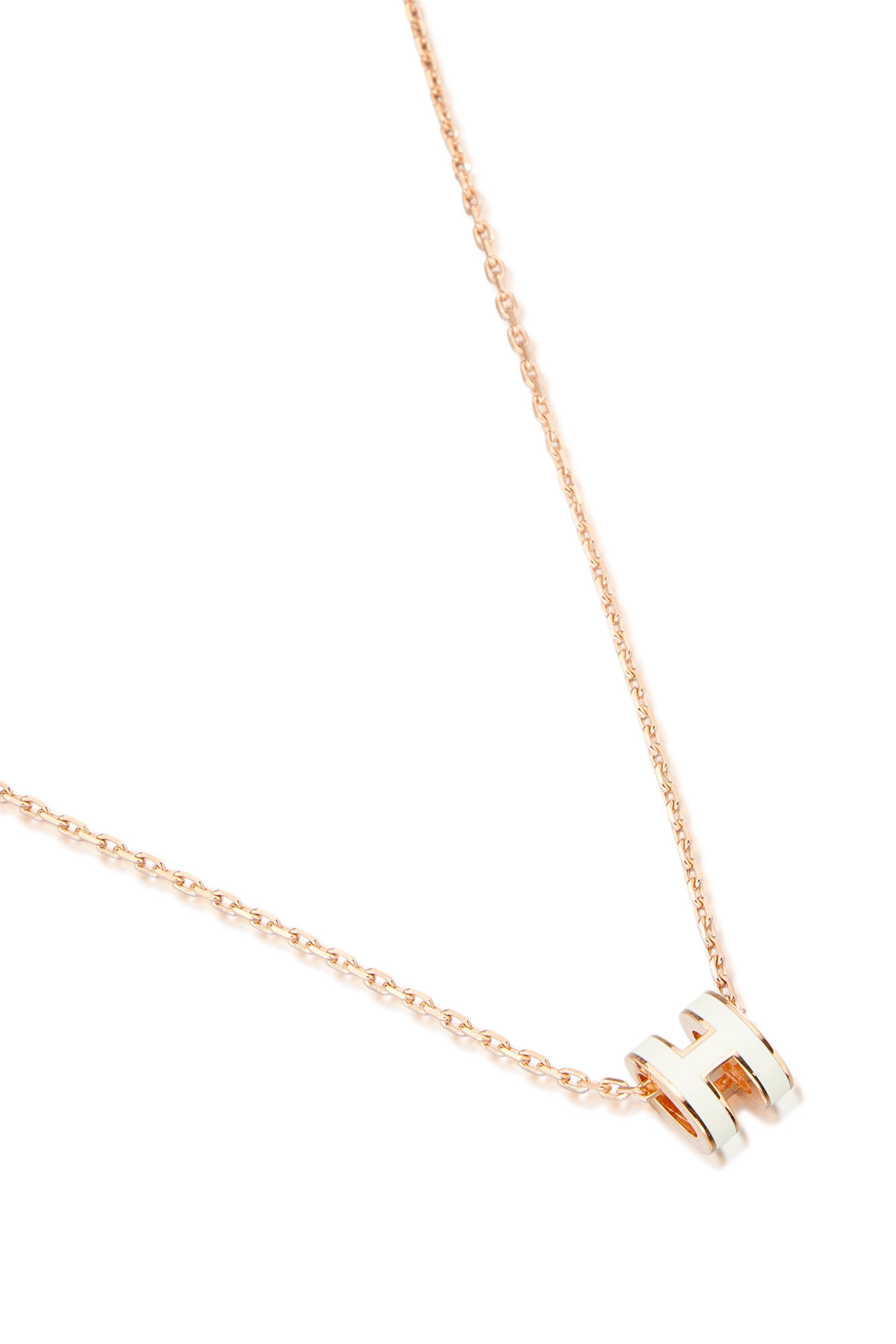 Hermès White Lacquer Mini Pop H Pendant Rose Gold Hardware
