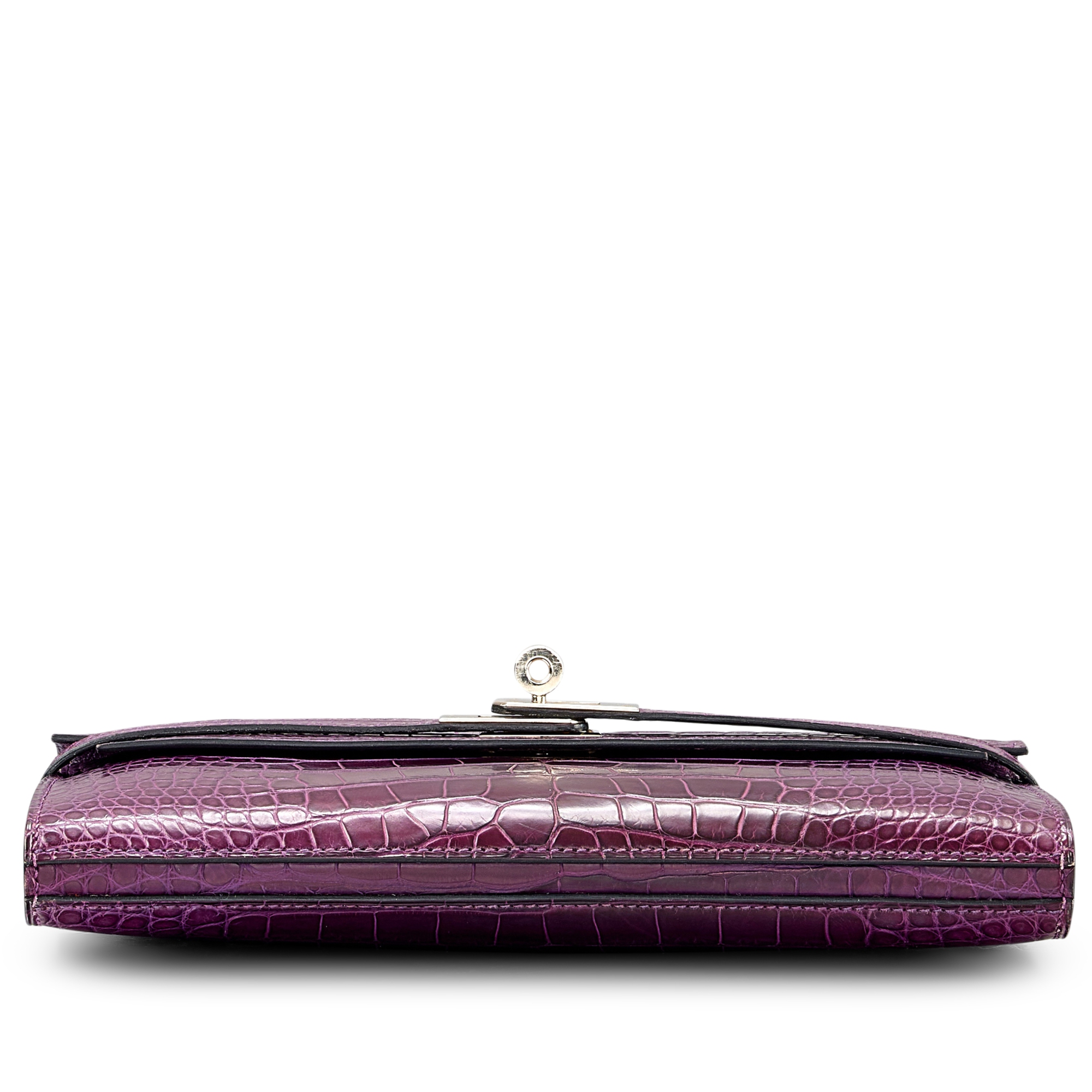 初期 KMRii studs leather amethyst wallet Hermès Amethyst Matte Alligator Kelly Wallet Palladium