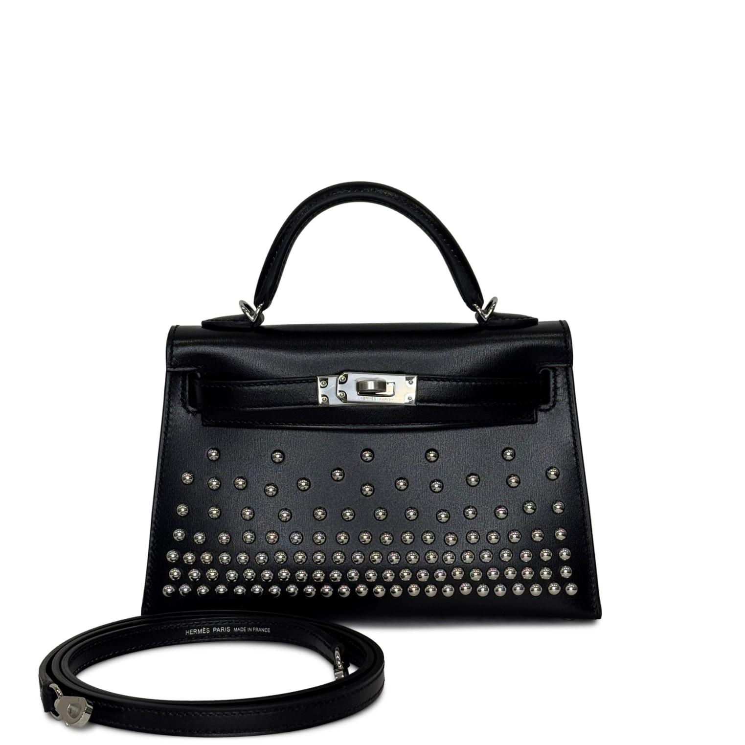 Hermès Limited Edition Black Box Cloute Studded Mini Kelly