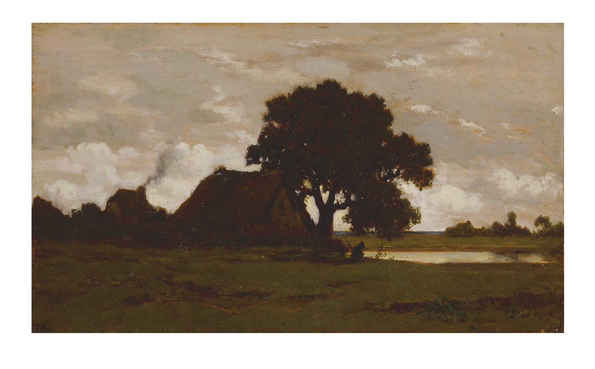 ATTRIBUTED TO THÉODORE ROUSSEAU | CHAUMIÈRES PRÈS DE L'ÉTANG | European ...