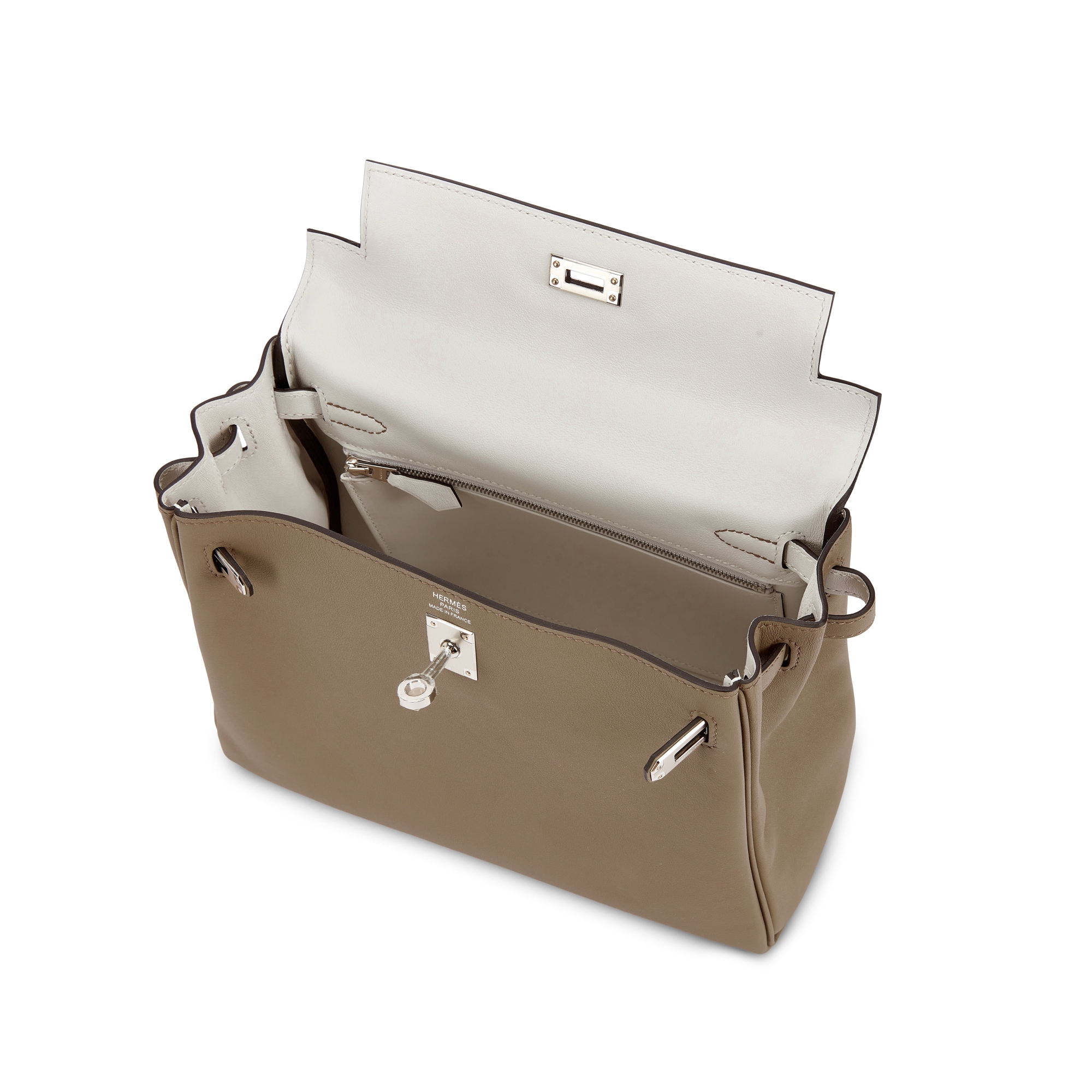 Hermès Beige Marfa And Gris Pale Swift Verso Kelly 25