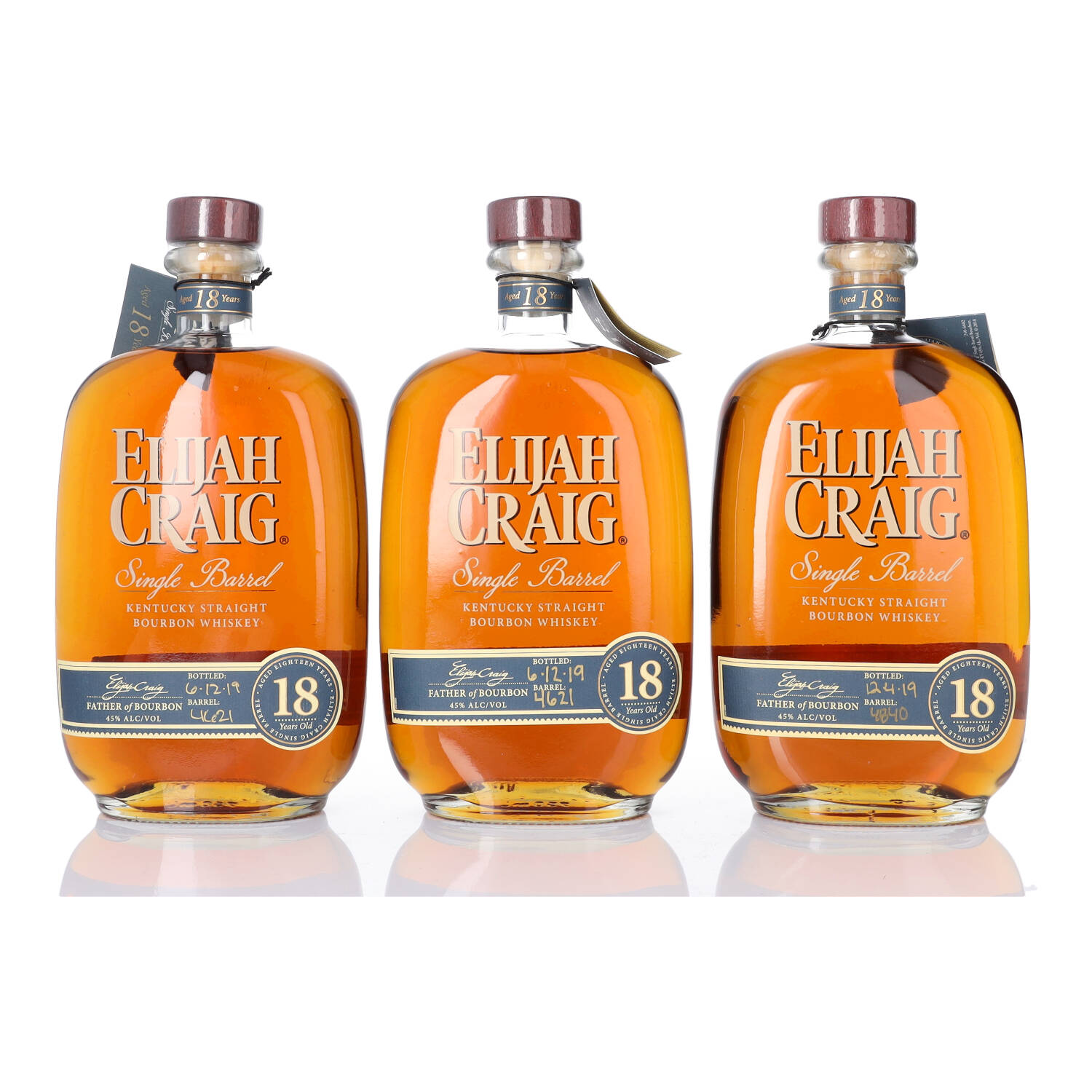 Elijah Craig Single Barrel 18 Year Old 45.0 abv NV (3 BT 75cl) Whisky