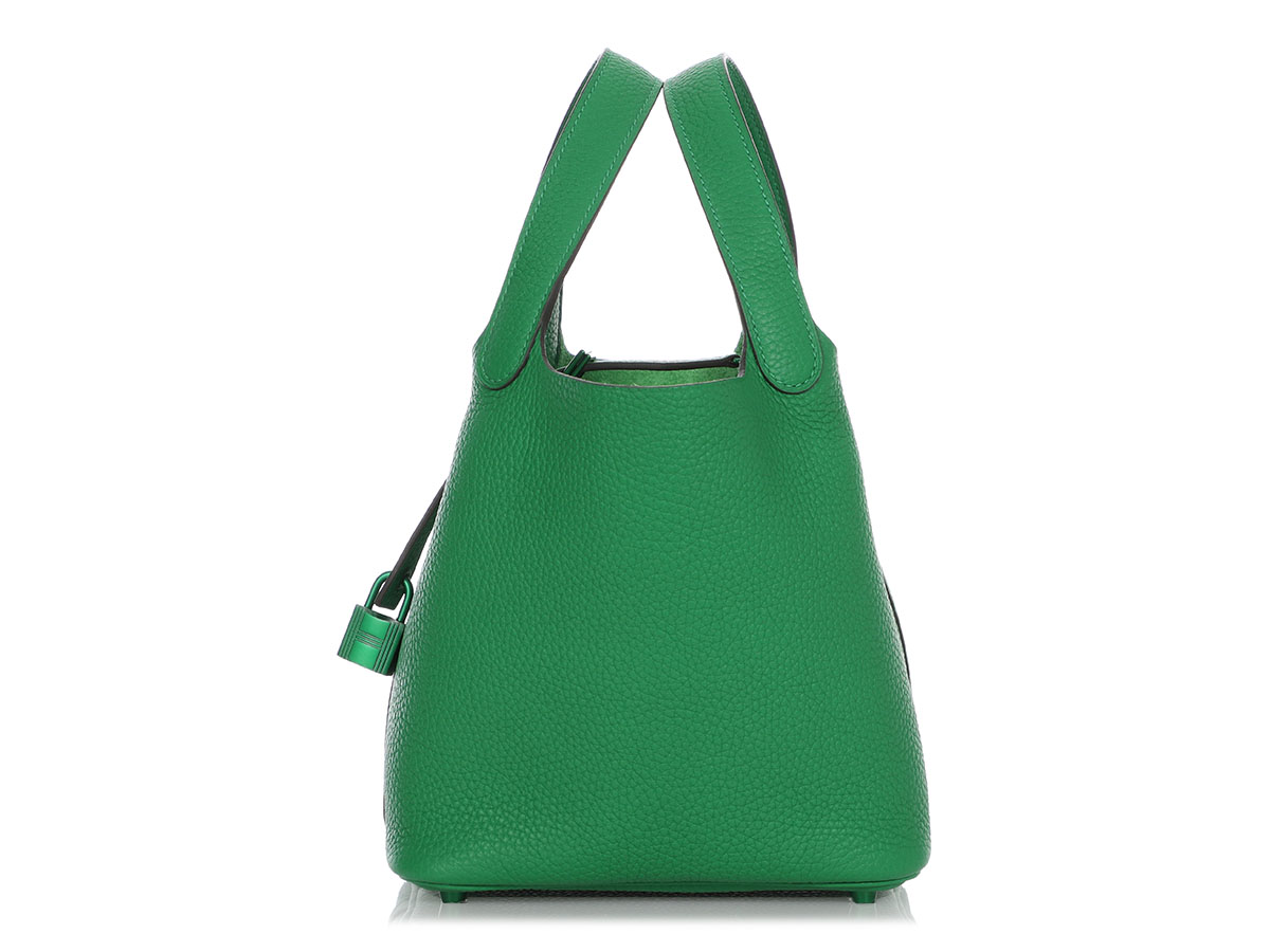 Hermès Bambou Clemence Monochrome So Green Picotin Lock 18 Green