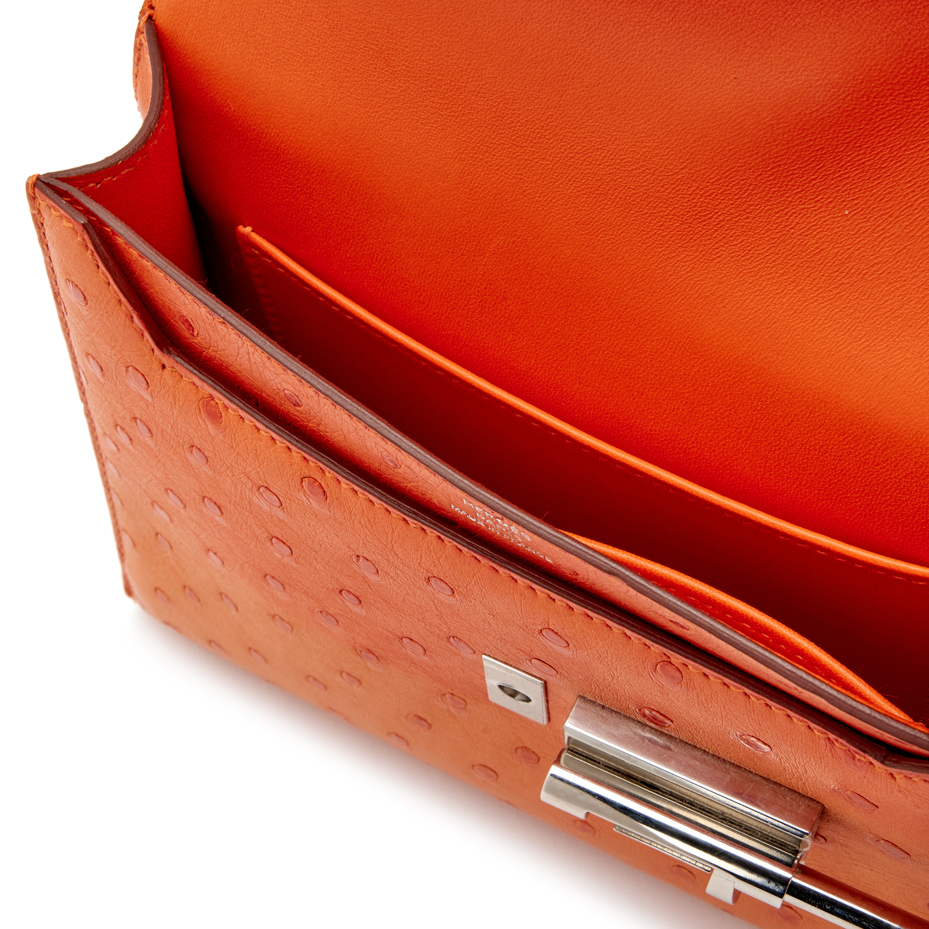 Hermès Orange Ostrich Mini Verrou Chaine 17 Palladium