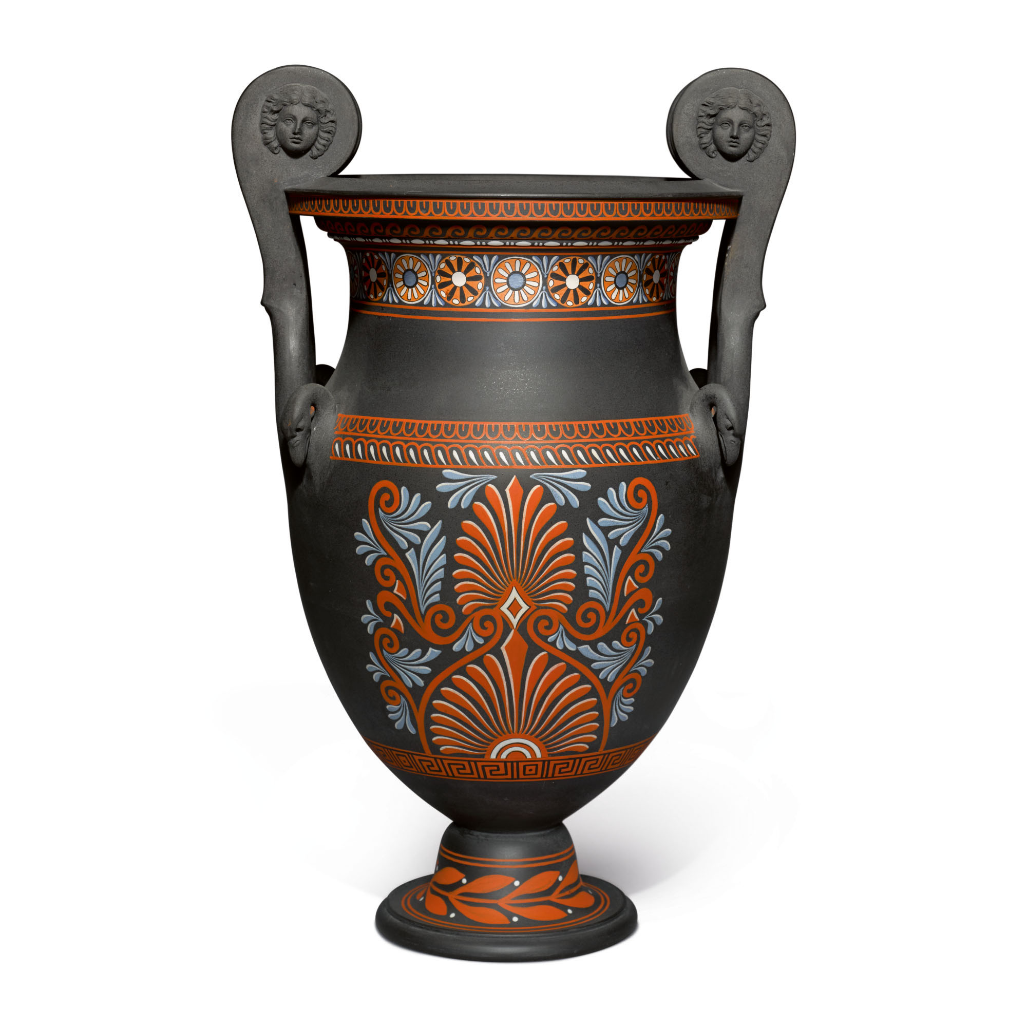 A WEDGWOOD BLACK BASALT 'ENCAUSTIC'DECORATED KRATER VASE CIRCA 1785