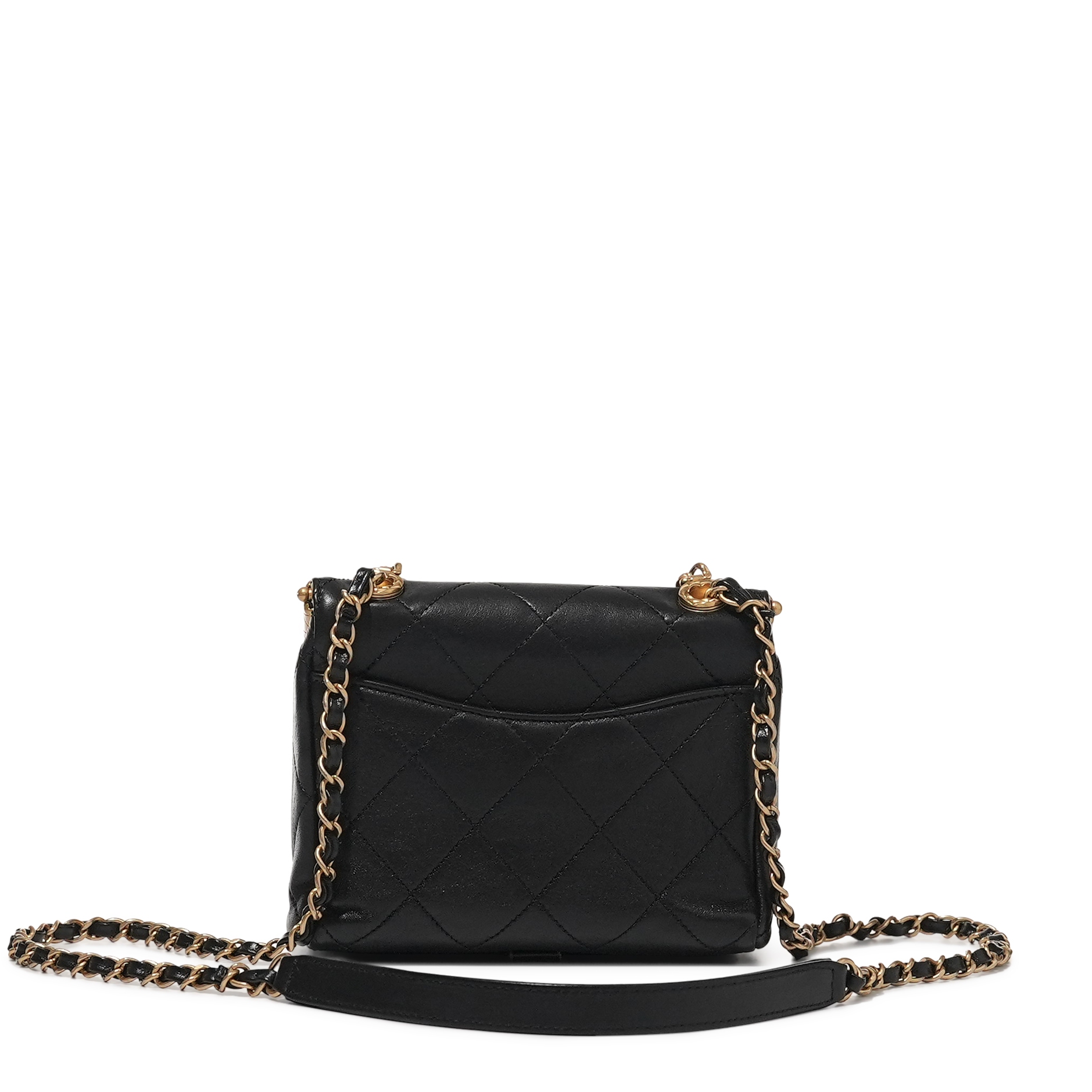 Chanel Black Lambskin Kiss Lock Chain Bag Gold Hardware, 2021 