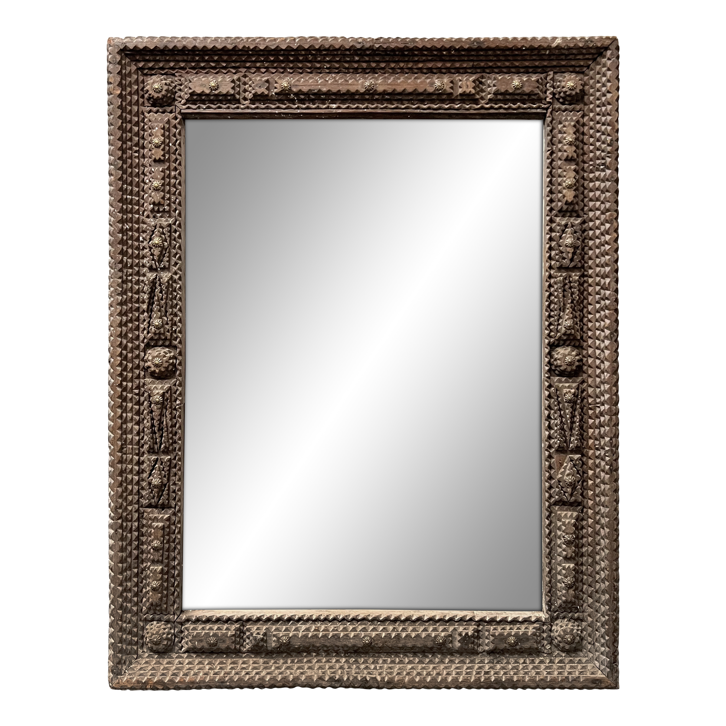 Vintage French Tramp Art Mirror Available For Immediate Sale At