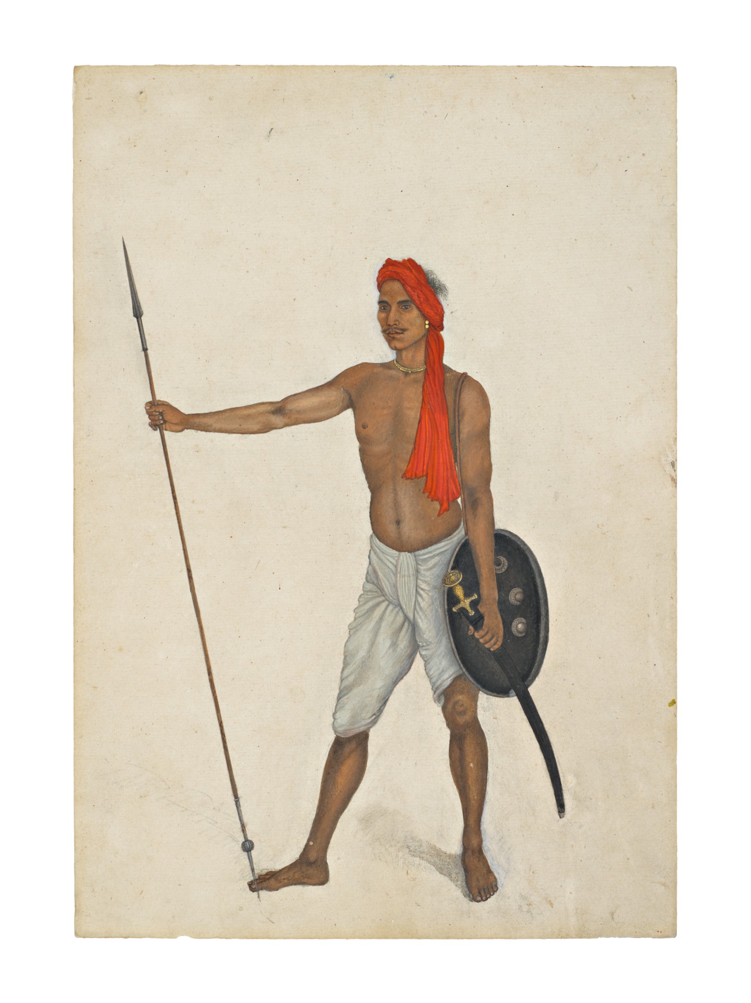 A Trooper of Skinner's Horse Holding a Spear, from the Fraser Album, Company School, Haryana