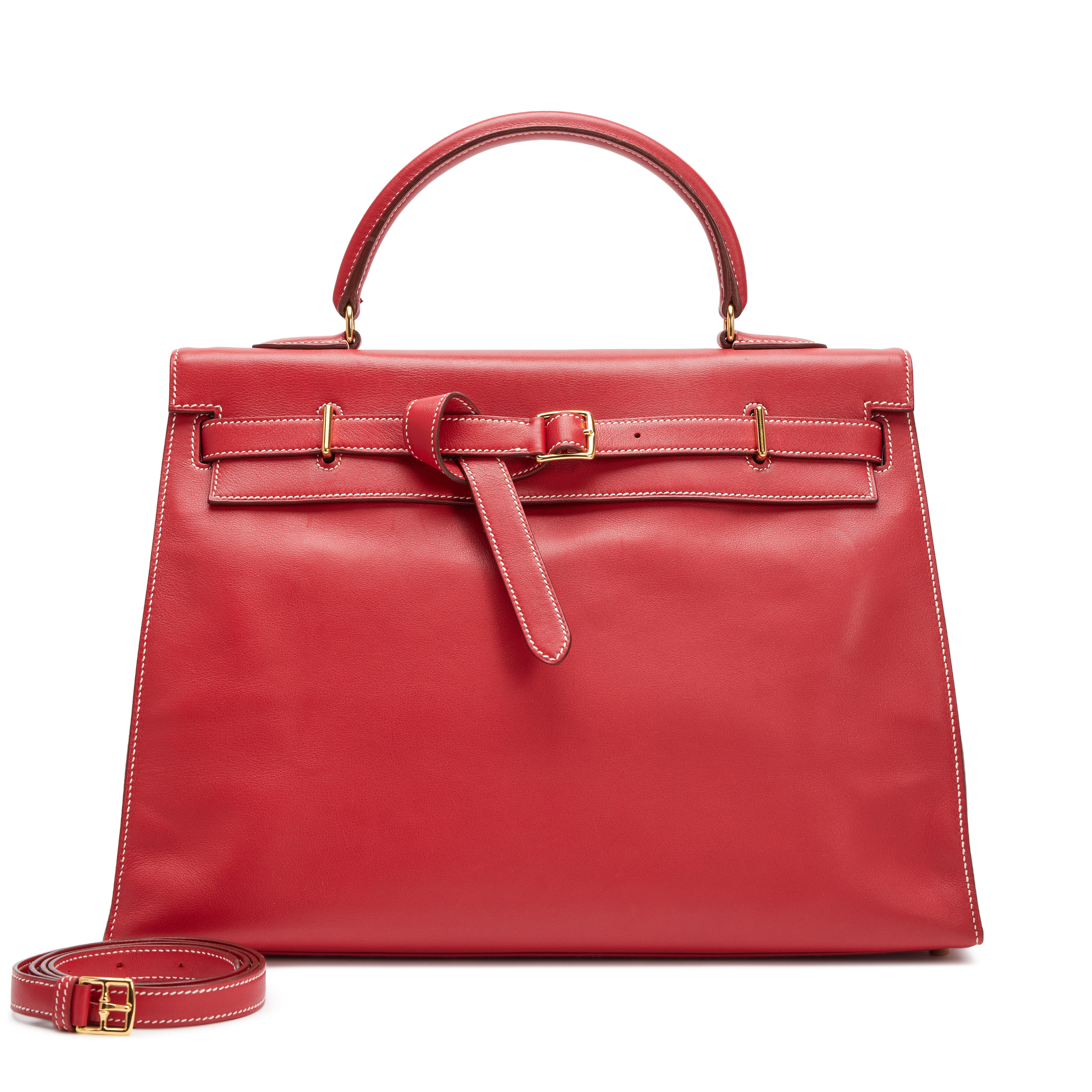 Hermès Vermillon Red Swift Kelly Flat 35 Gold Hardware, 2007