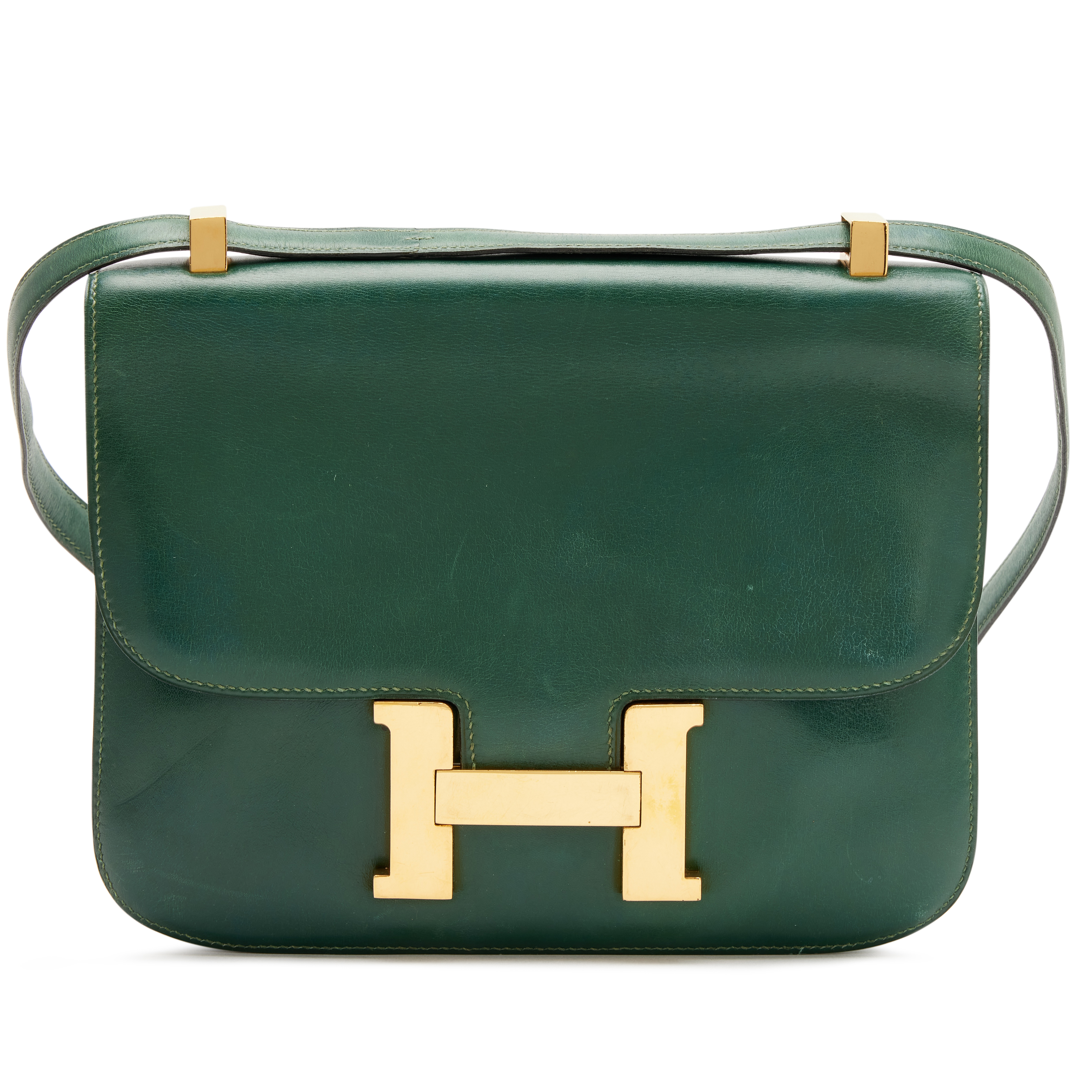 Hermès Vintage Vintage Vert Fonce Box Calf Constance 23 Gold