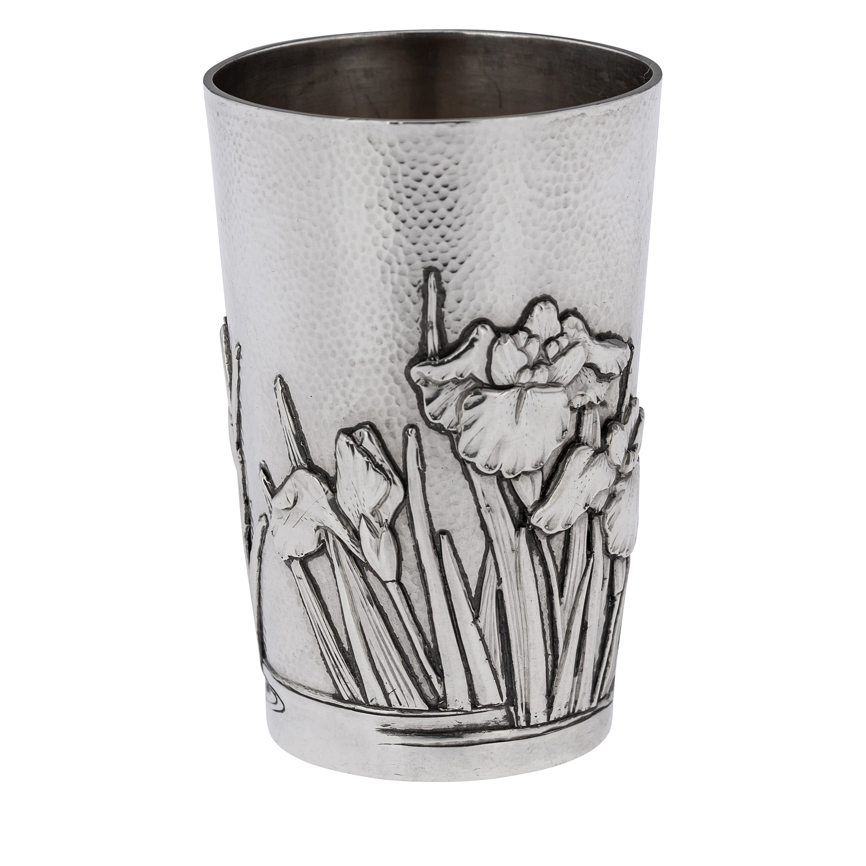 Samurai Shokai Yokohama Antique Japanese Meiji Silver Iris