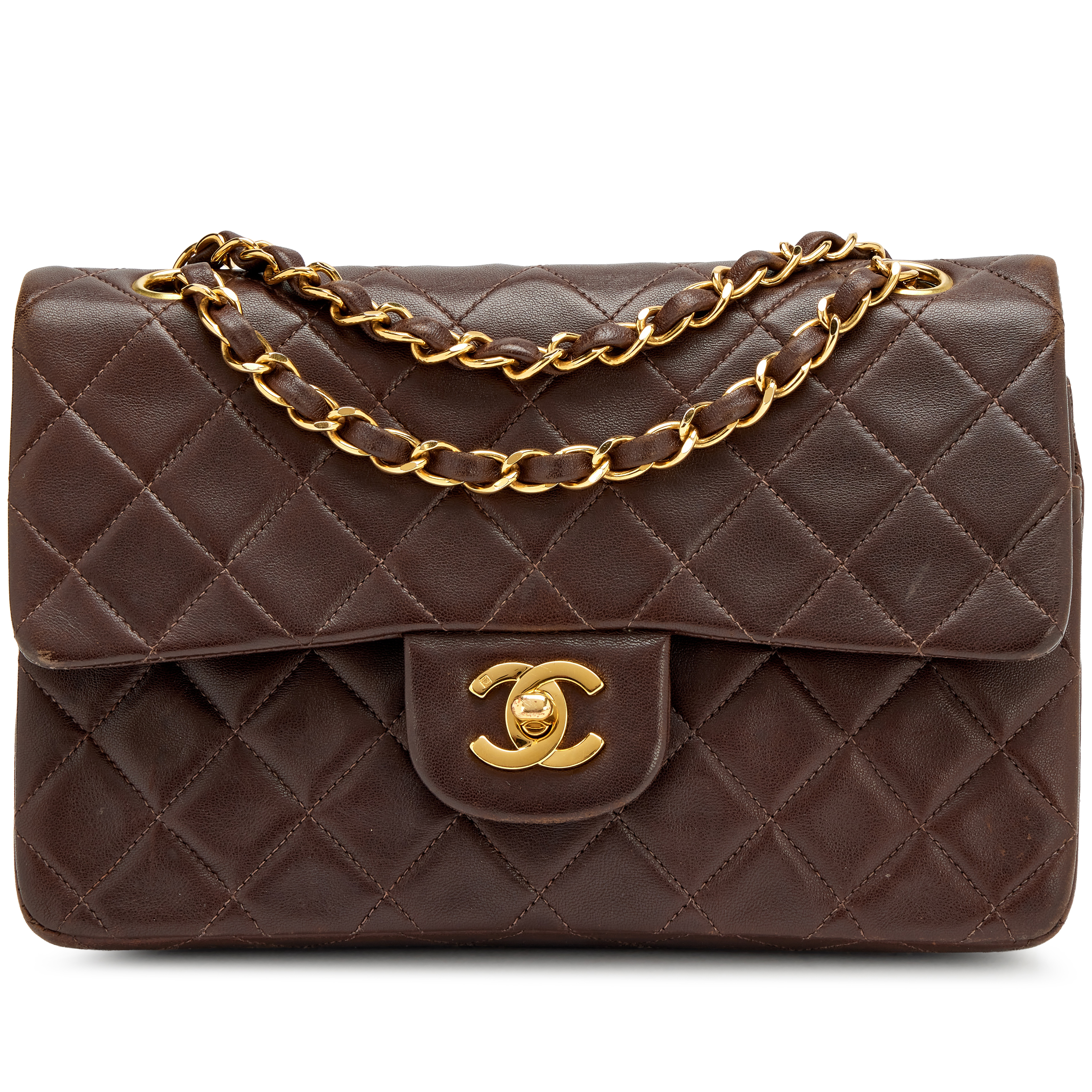 Chanel Vintage Vintage Chocolate Brown Quilted Lambskin Small