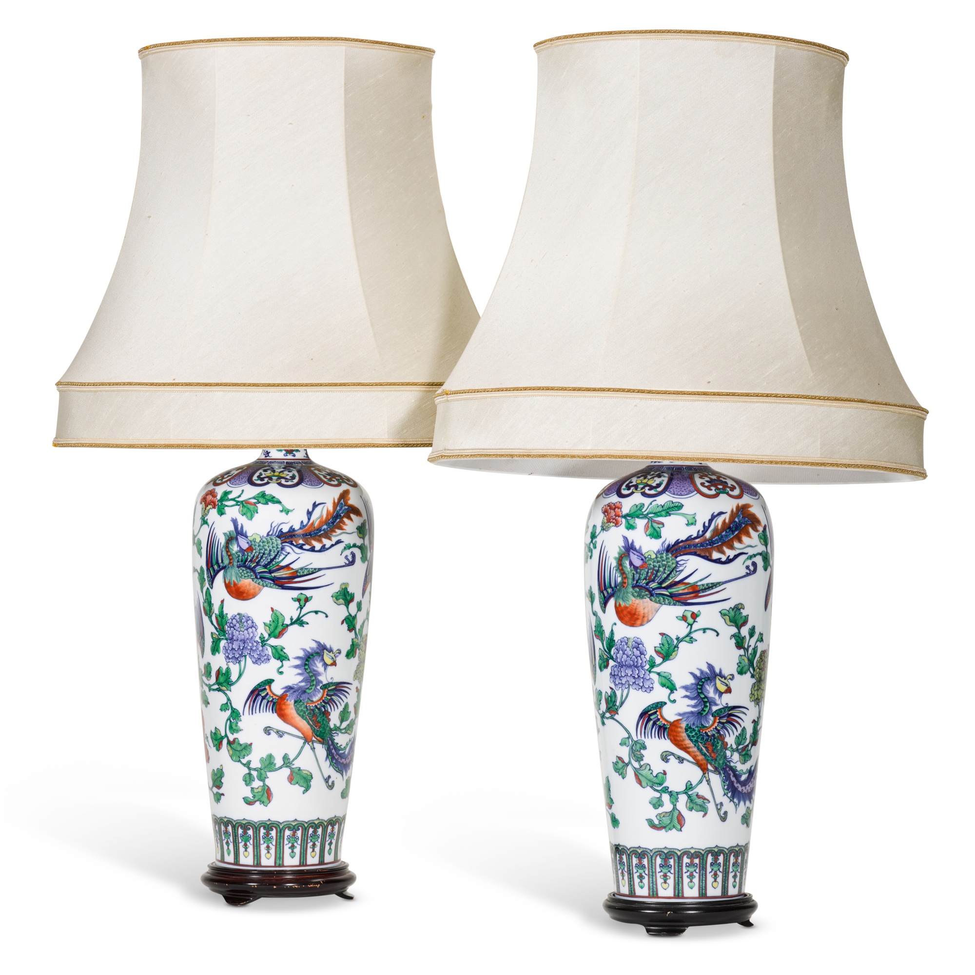 A pair of Doucai 'phoenix' meiping vaselamps, 20th century Freddie