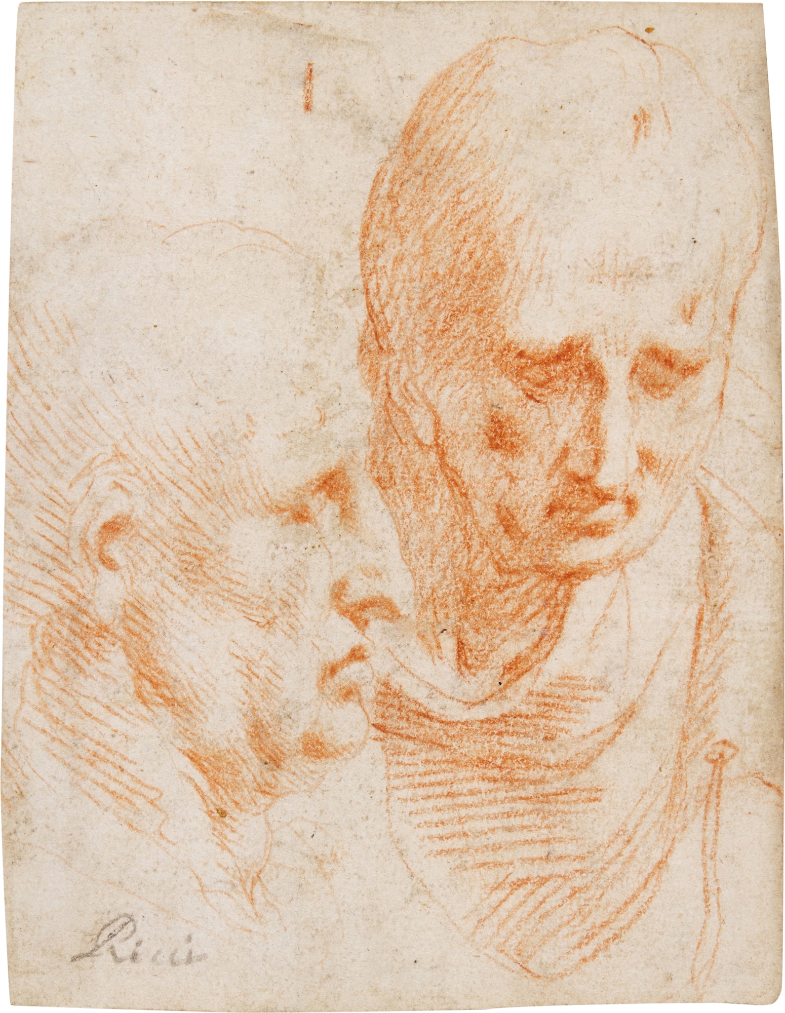 Recto Study Of The Head Of A Philosopher Seen Frontally And In Profile 