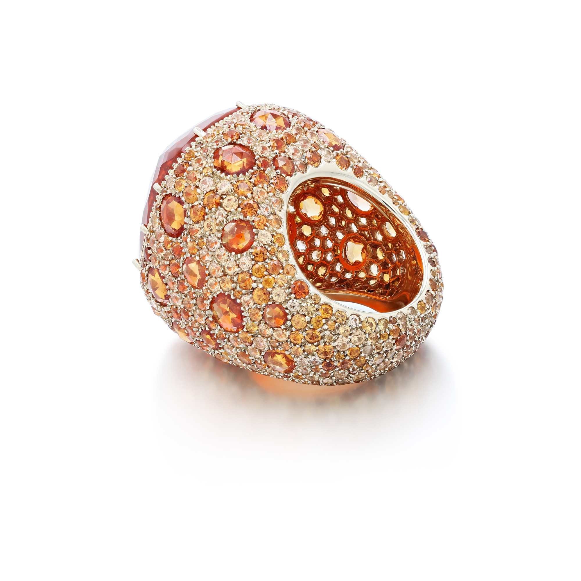Bague En Opale De Feu Bleue Ovale Avec Pierres Transparentes - Plaqué Argent, Modèle R5303