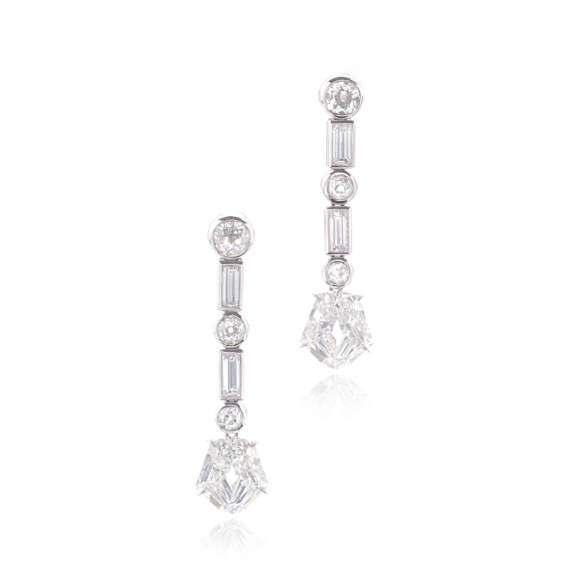 Pair of diamond pendent earrings Important Jewels 2023 Sotheby's