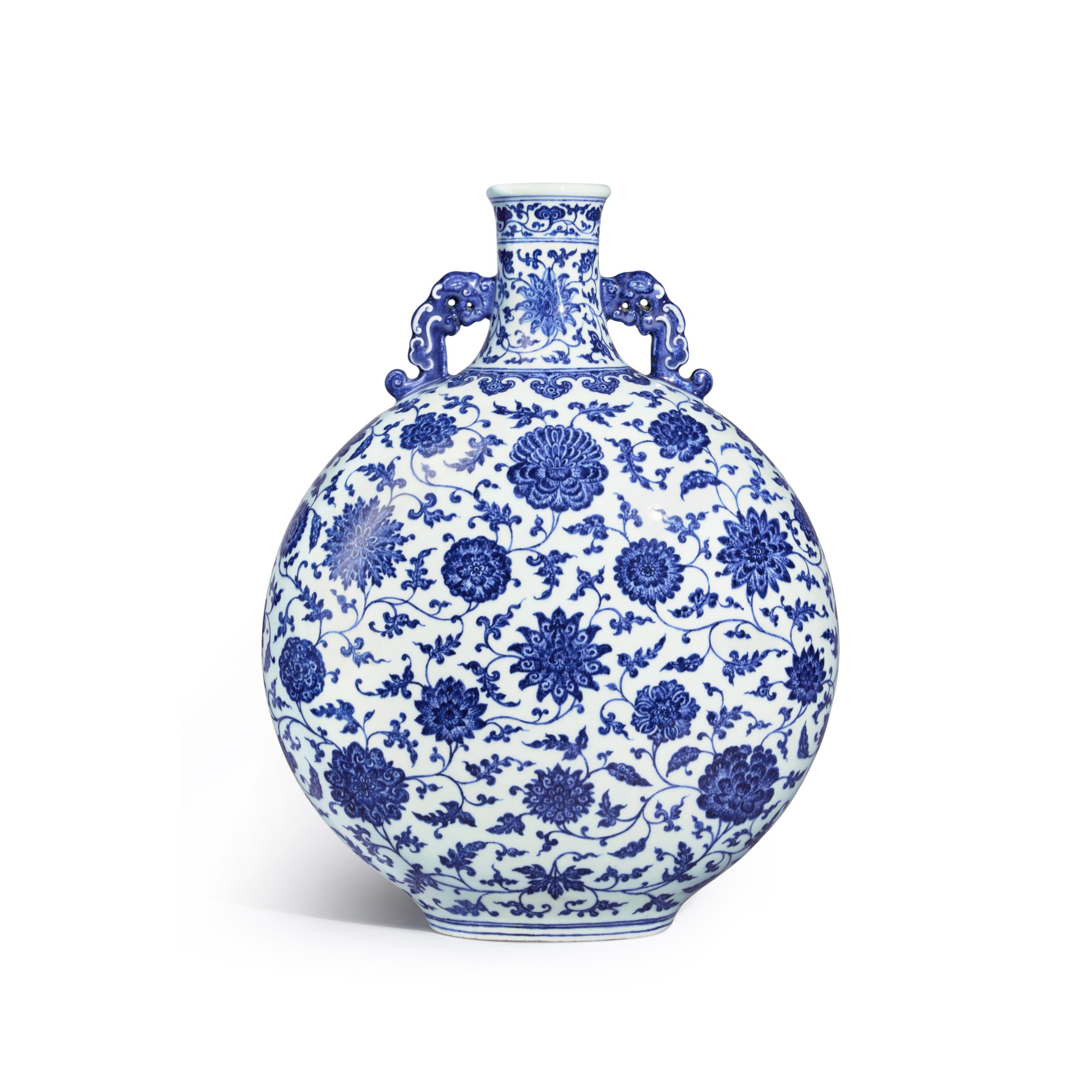 An exceptionally fine and impressive large blue and white floral