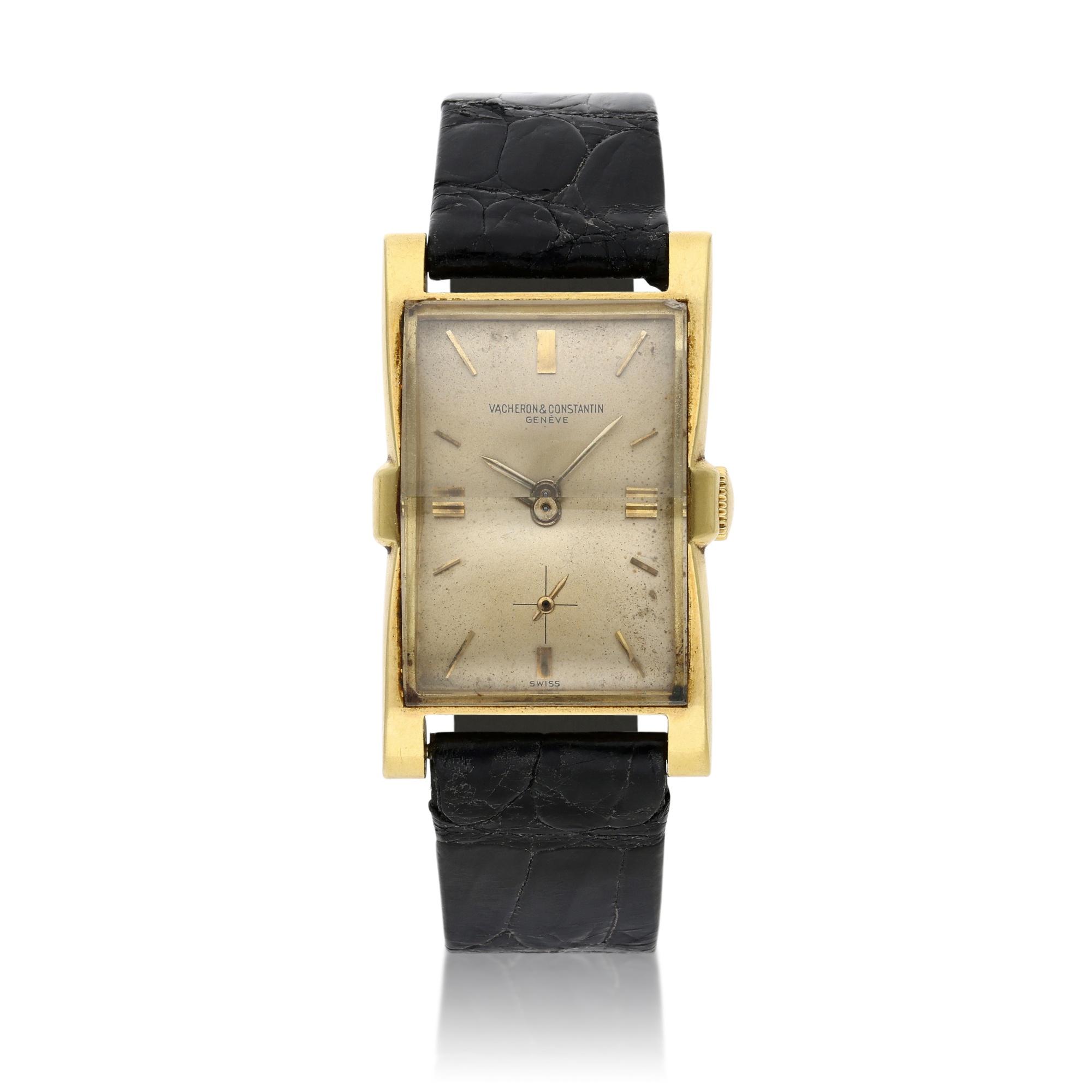 Reference 4591 'The Hour Glass' | A gold rectangular wristwatch, Circa ...