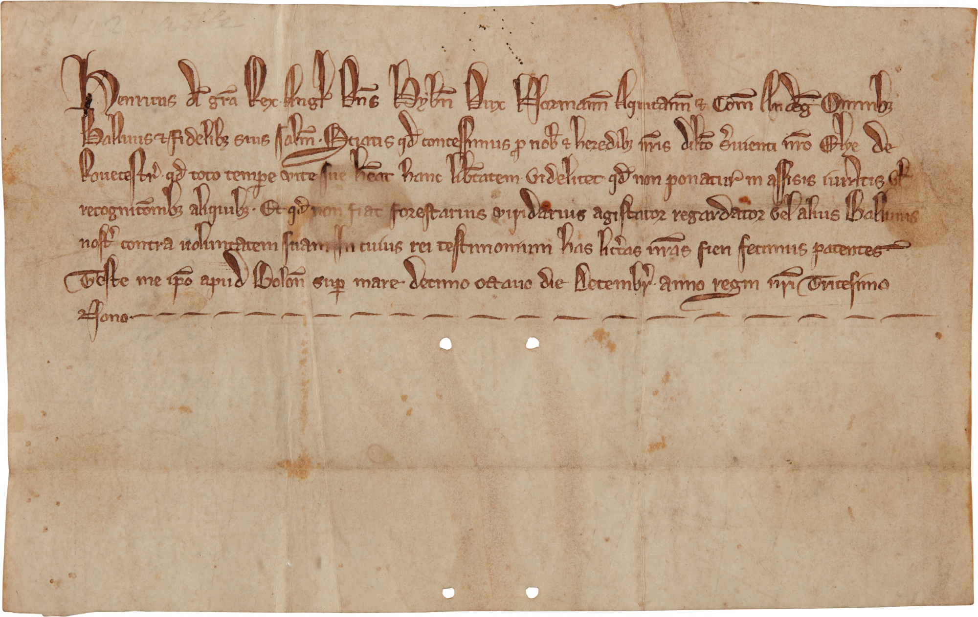 King Henry III Letters patent, 18 December 1254 The Coronation Sale 2023 Sotheby's