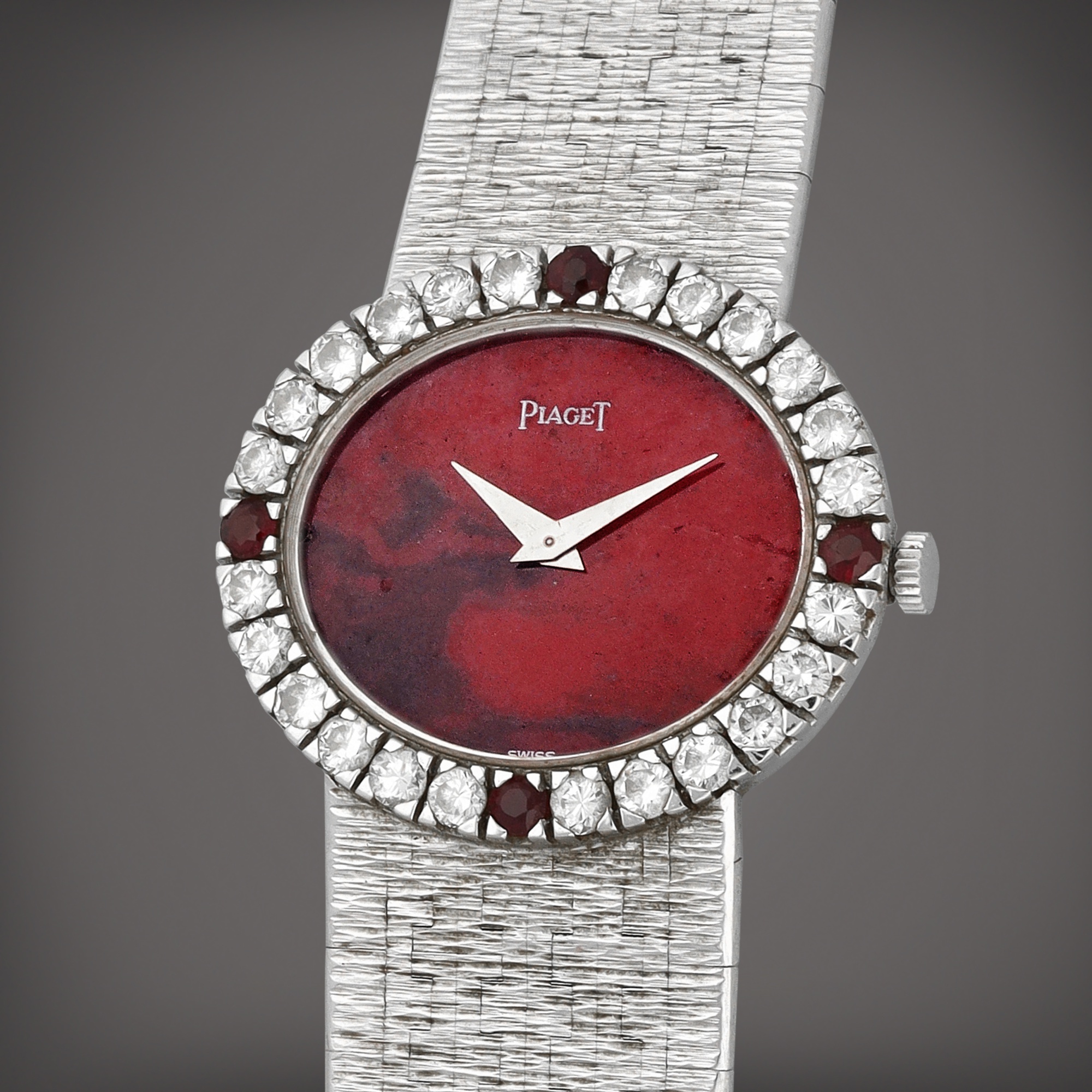 Reference 9804 A6 A white gold, diamond and rubyset bracelet watch
