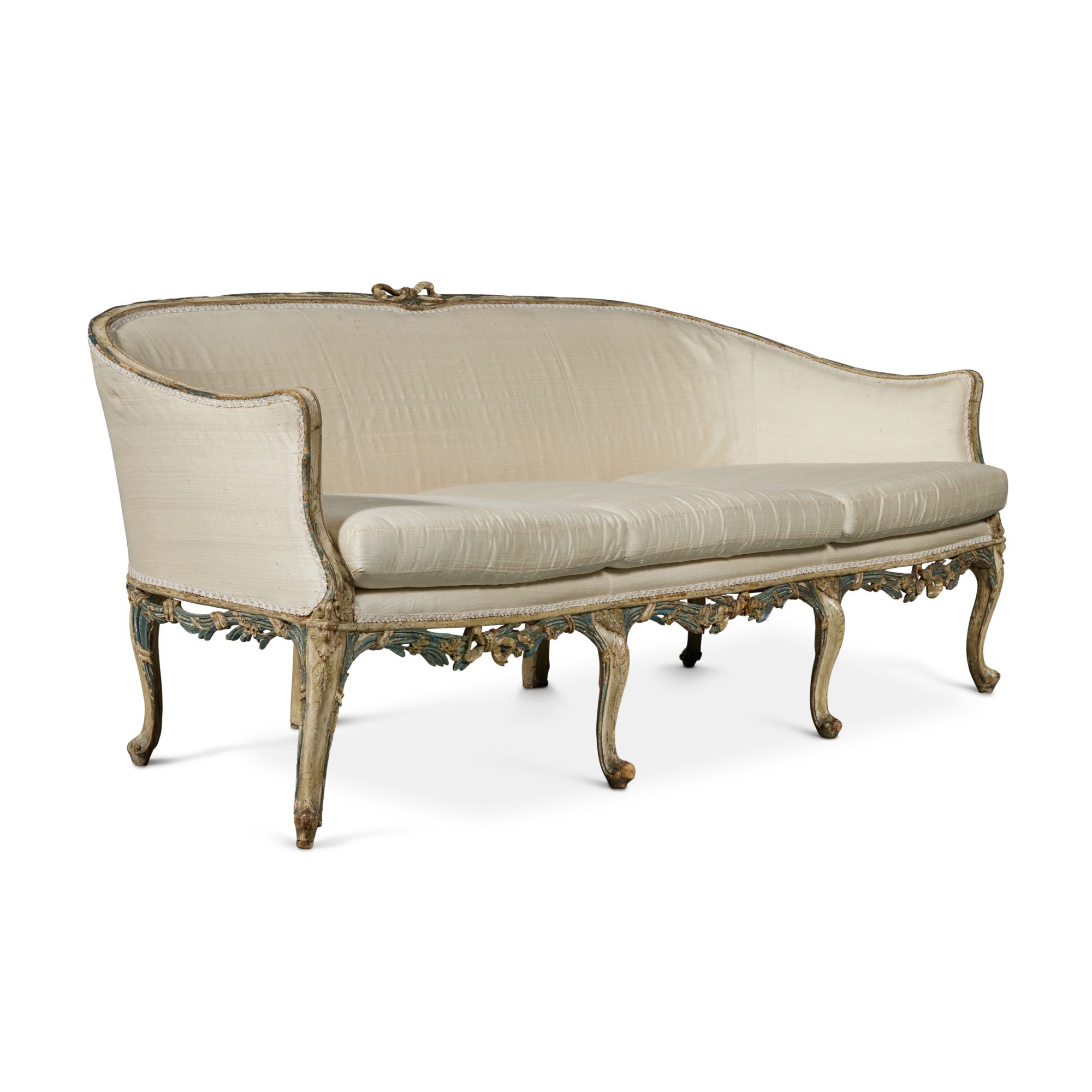 A North Italian Late Rococo Carved and Polychrome Painted Wood Sofa ...
