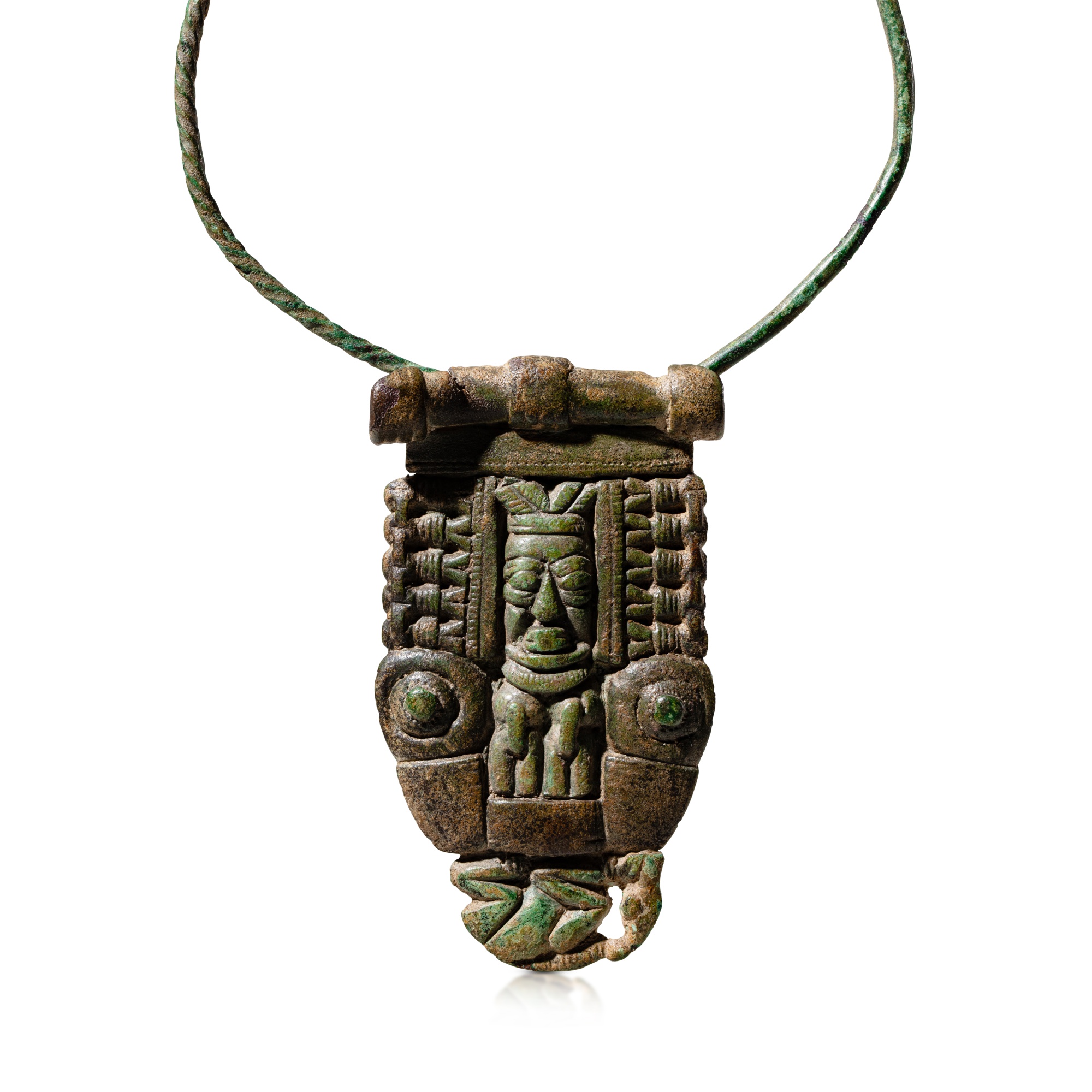Superbe Pendentif Broche Vintage Hindou En Bronze émaillé - Doré
