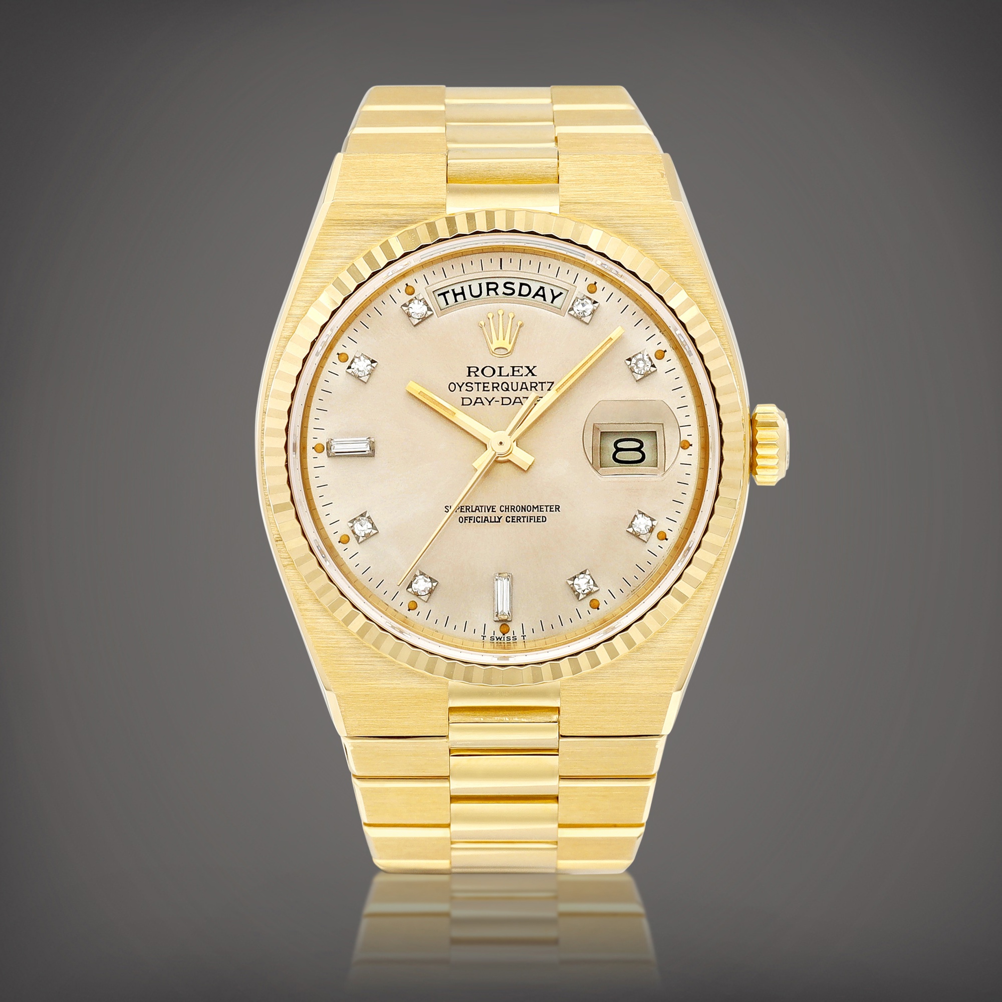 Oysterquartz Day Date Reference 19018 A Yellow Gold And Diamond set oysterquartz-day-date-reference-19018-a-yellow-gold-and-diamond-set
