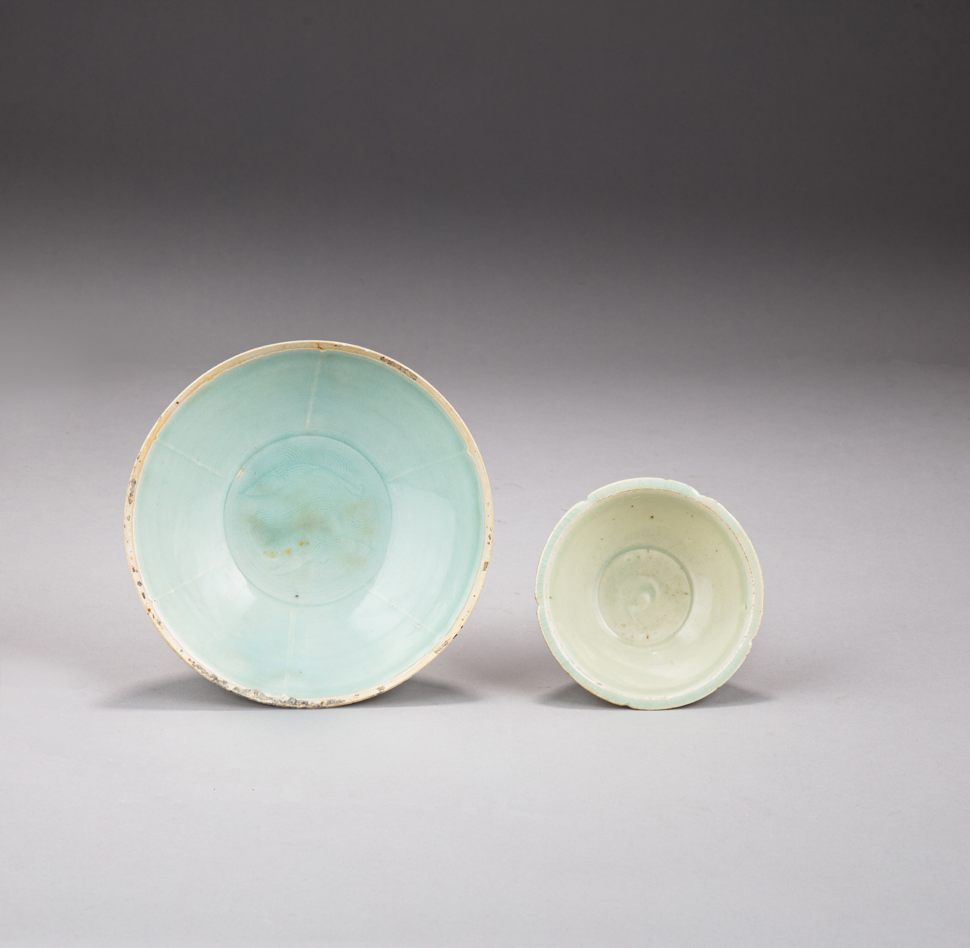 A Qingbai lobed cup and a Qingbai bowl, Song dynasty | 宋 青白釉花口盃及青白釉盌一組兩 ...
