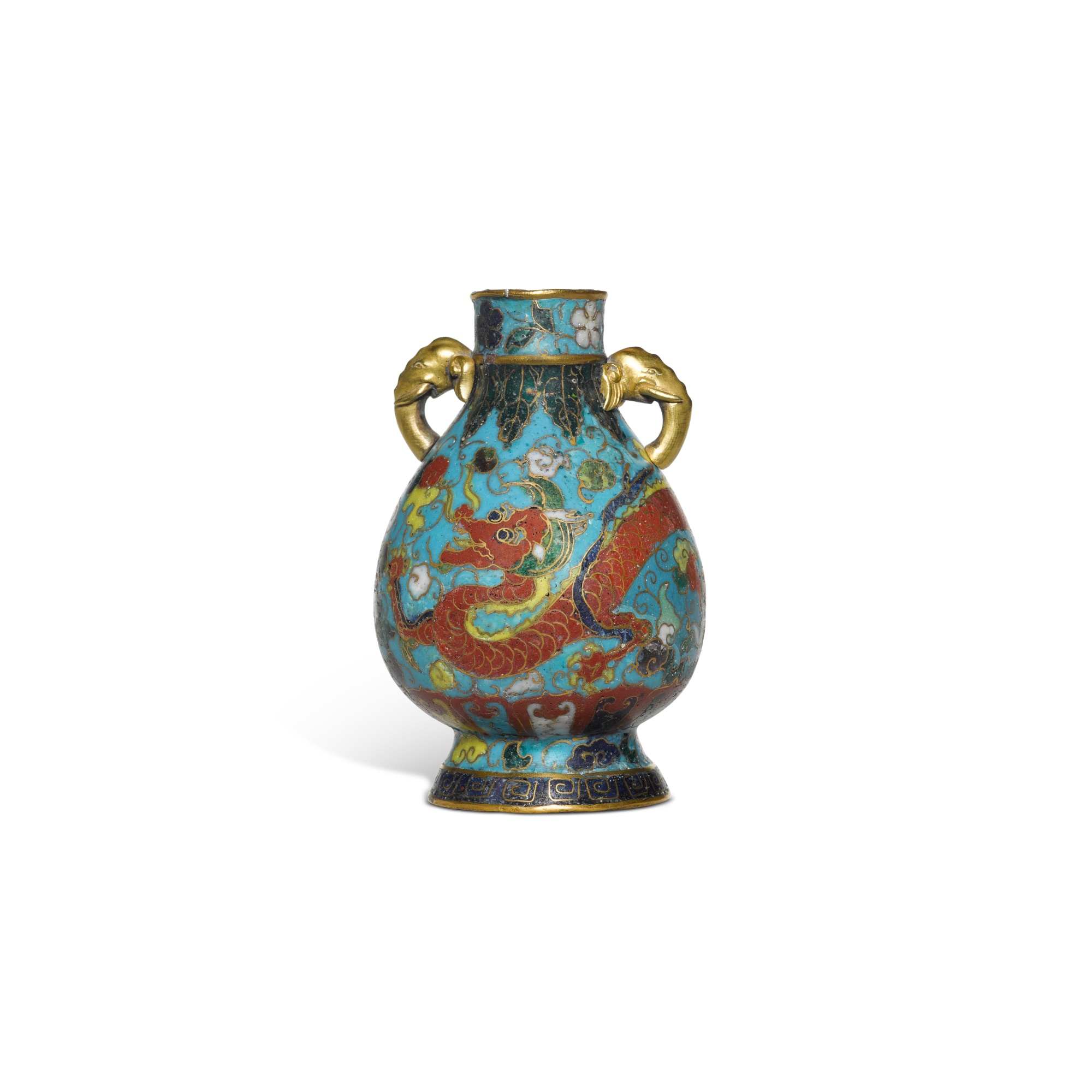 A small cloisonné enamel 'dragon' vase, Ming dynasty, 16th century 明