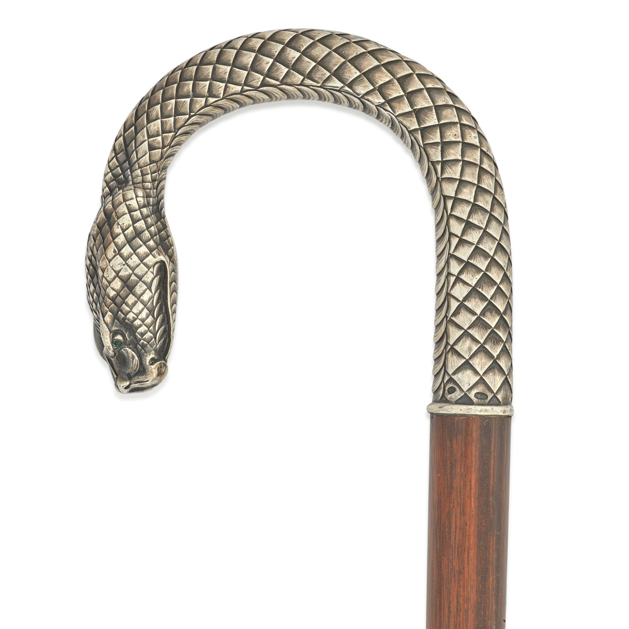 A Russian silver cane handle, maker's mark Cyrillic VP, St Petersburg
