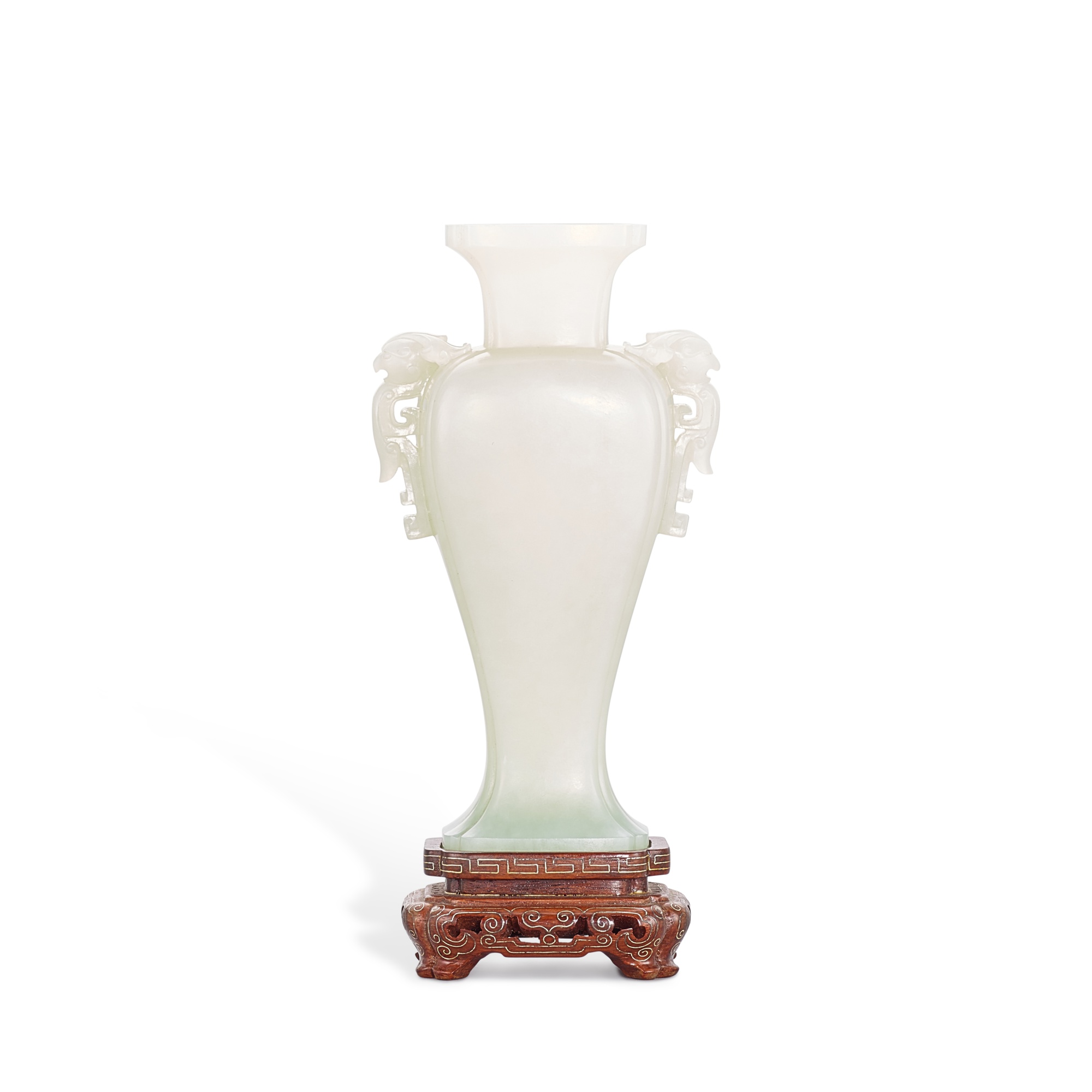 An archaistic jade handled baluster vase, Qing dynasty, Jiaqing period