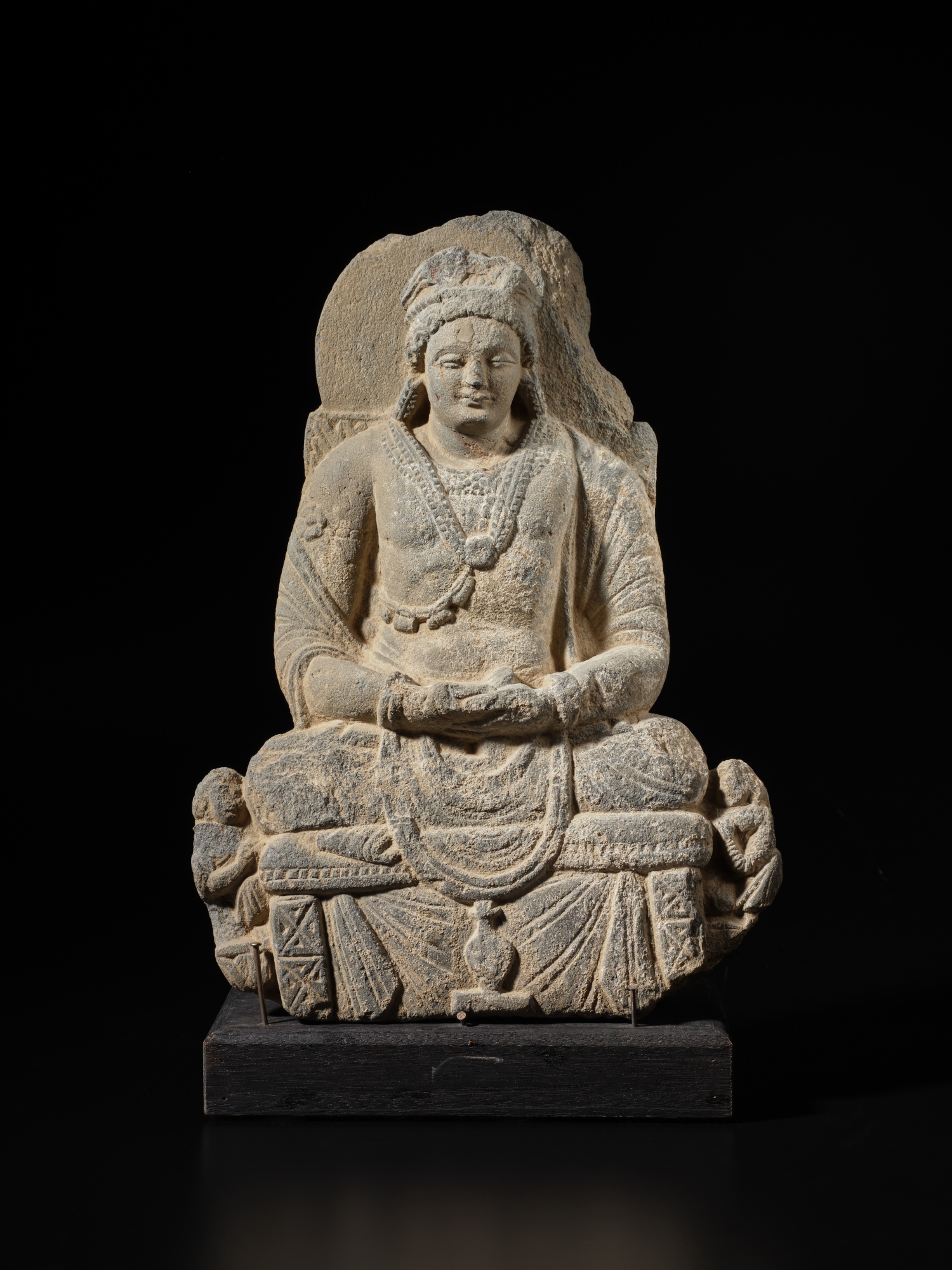 A gray schist figure of a seated bodhisattva, Ancient Region of ...
