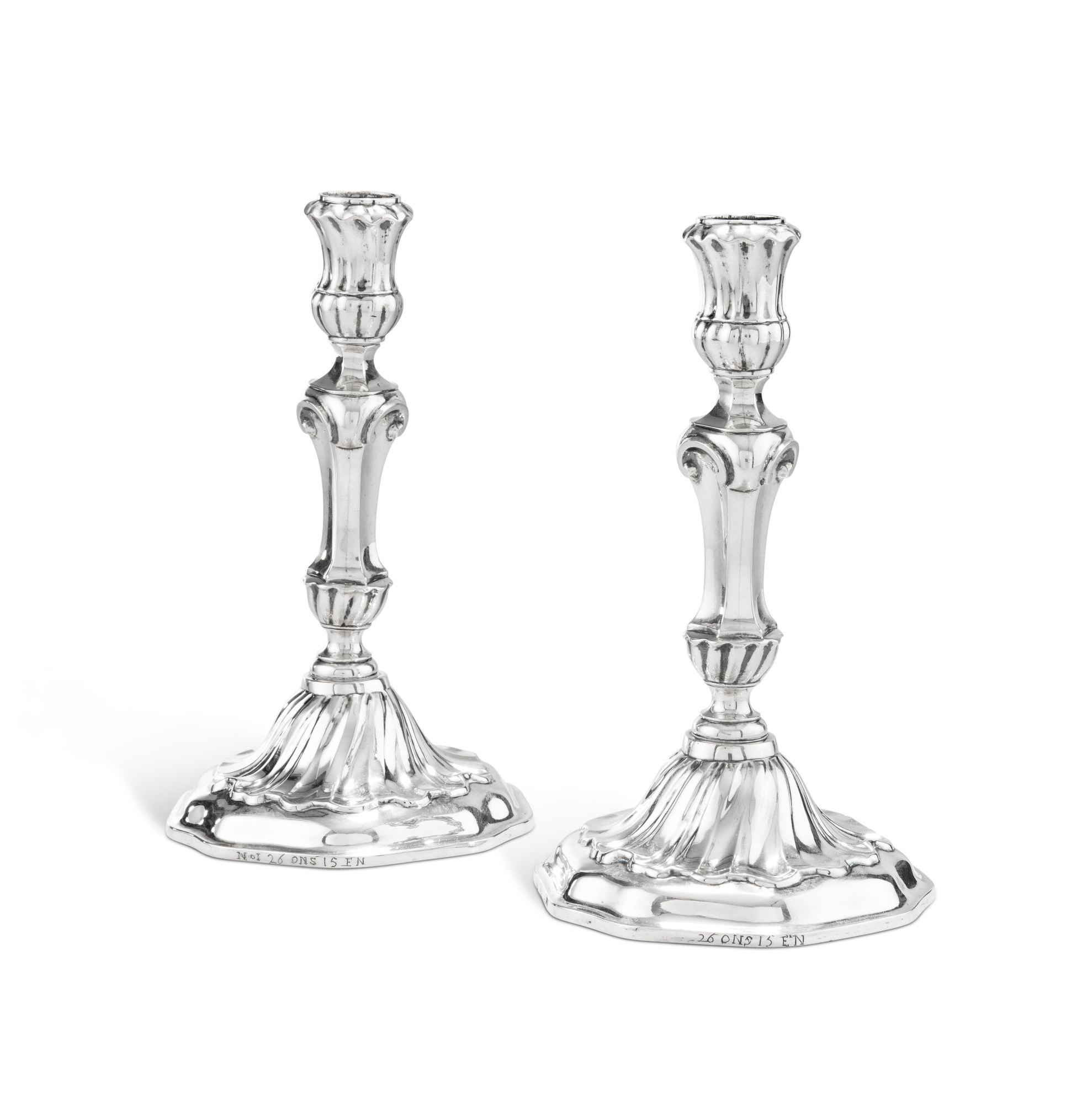 A pair of Dutch silver candlesticks, Joannes L'Herminotte, Maastricht