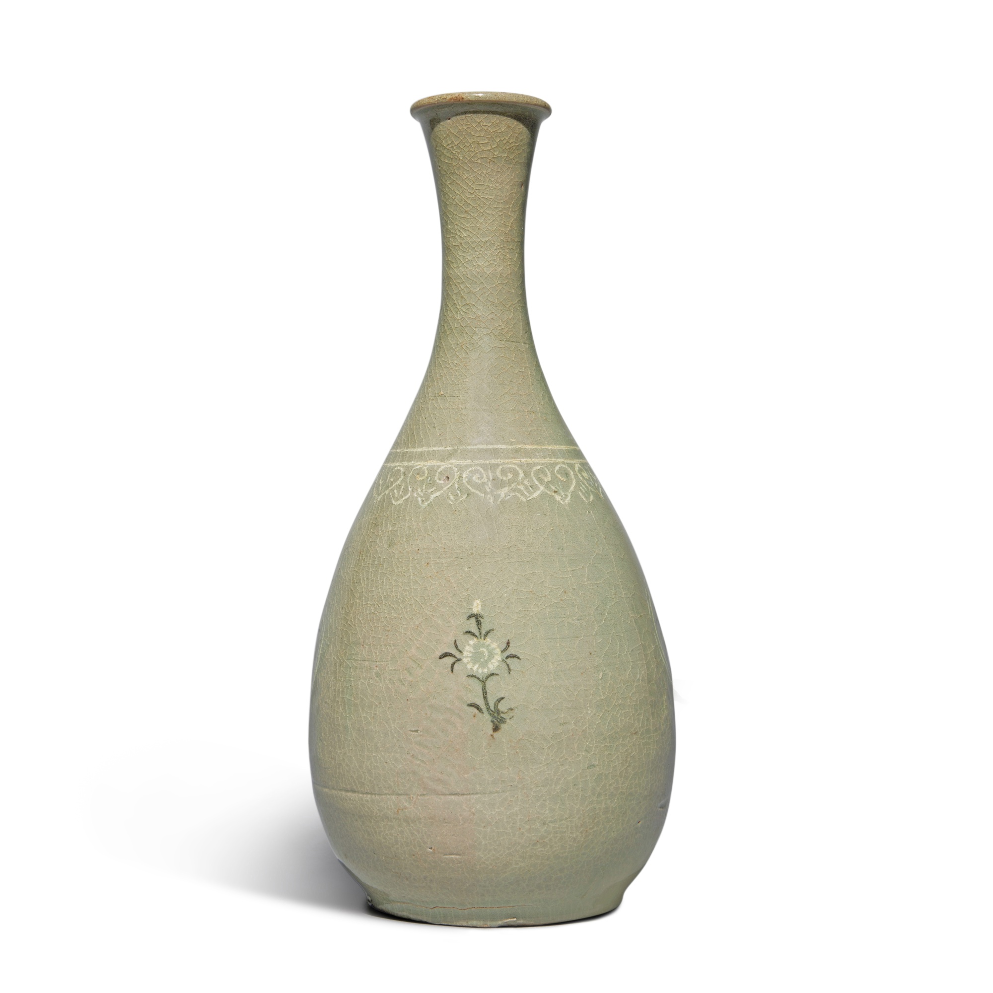 A celadon-glazed slip-inlaid 'floral' bottle vase, Goryeo dynasty | 高麗 ...