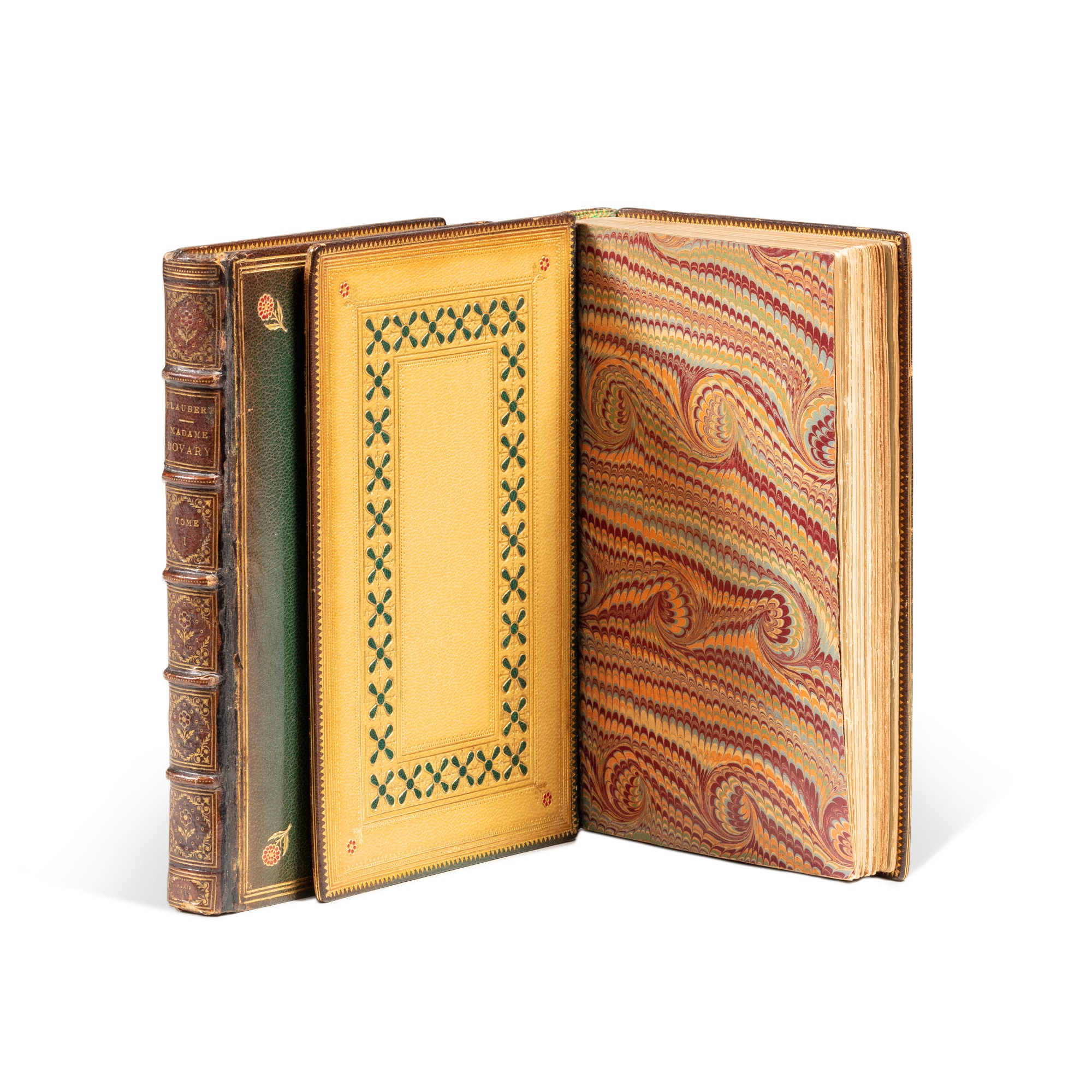 Lot De 4 Volumes Anciens - Reliures Décoratives Romantiques Du XIXe Siècle - Illustrés