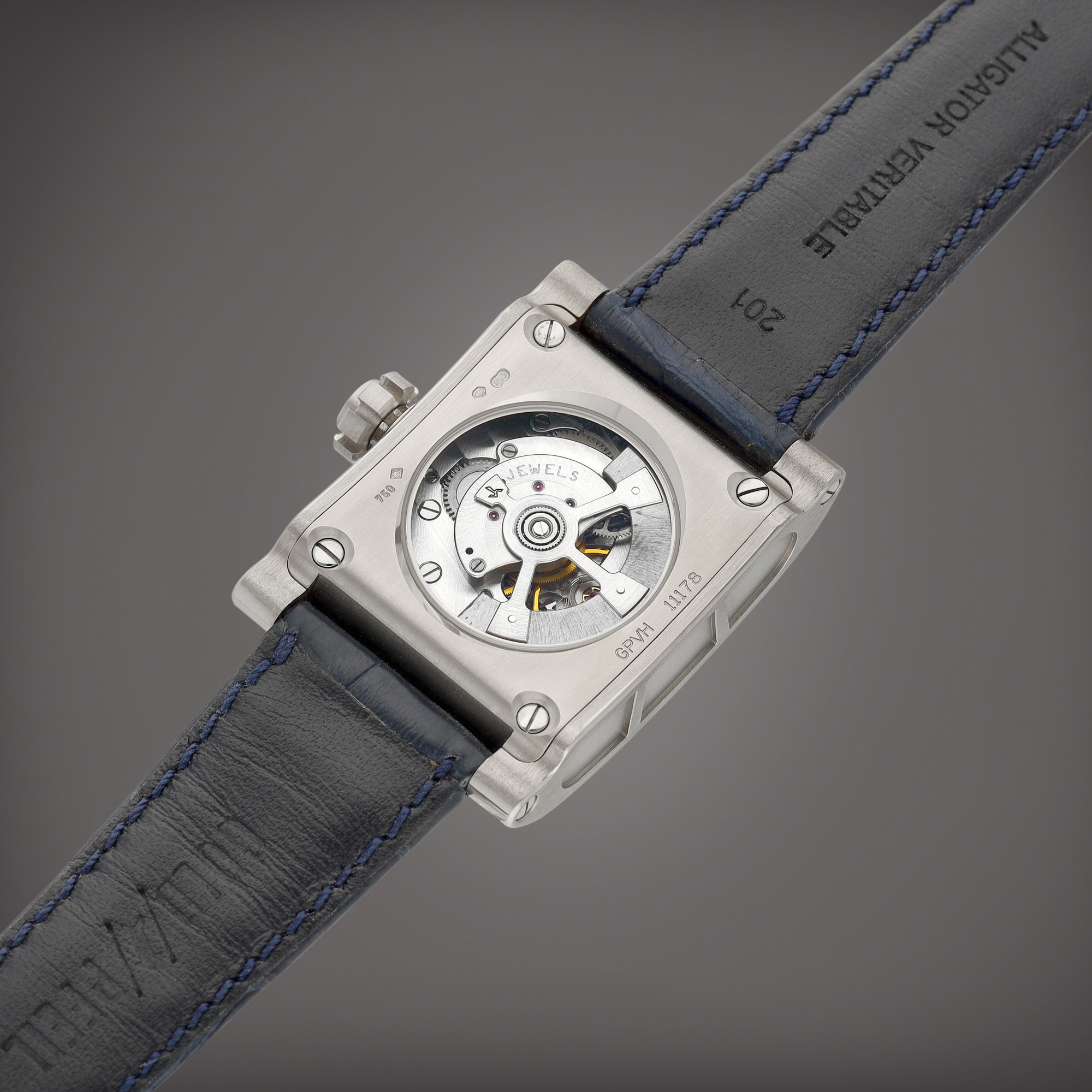 Reference GPVH | A white gold jumping hours wristwatch with moon phases,  Circa 2001 | Vianney Halter and Goldpfeil | 型號GPVH | 白金跳時腕錶，備月相顯示，約2001製|  Important Watches I | 2023 | Sotheby's