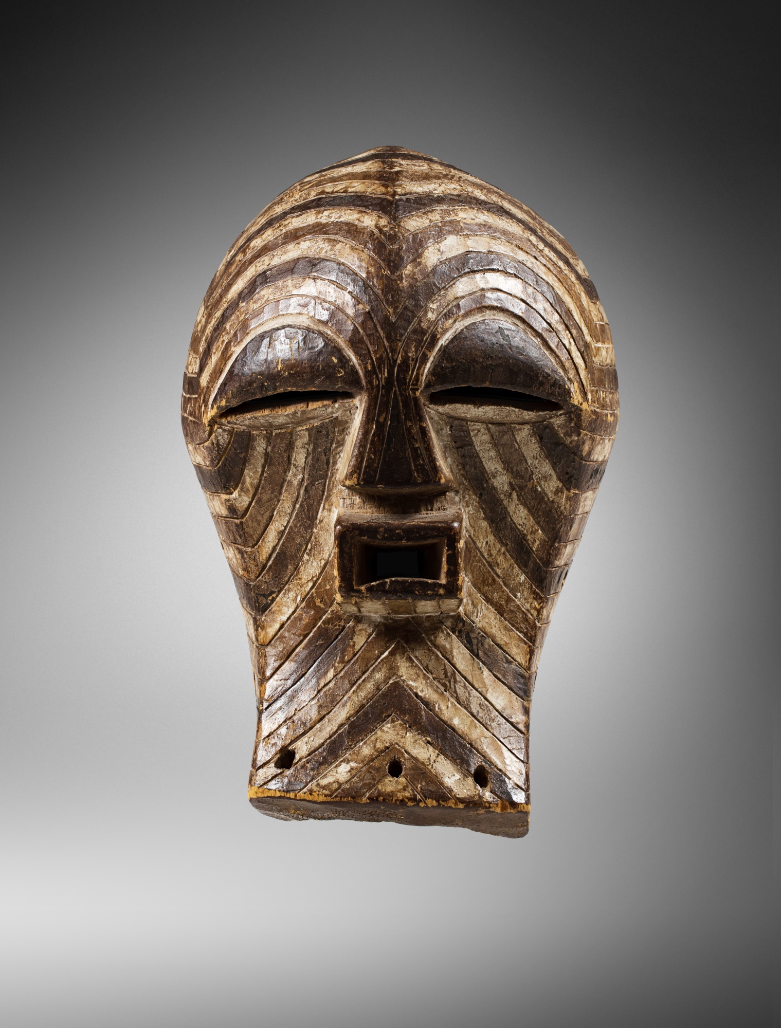 Grand Masque Africain Tsongé - Bois Massif - Congo - Vintage 1960