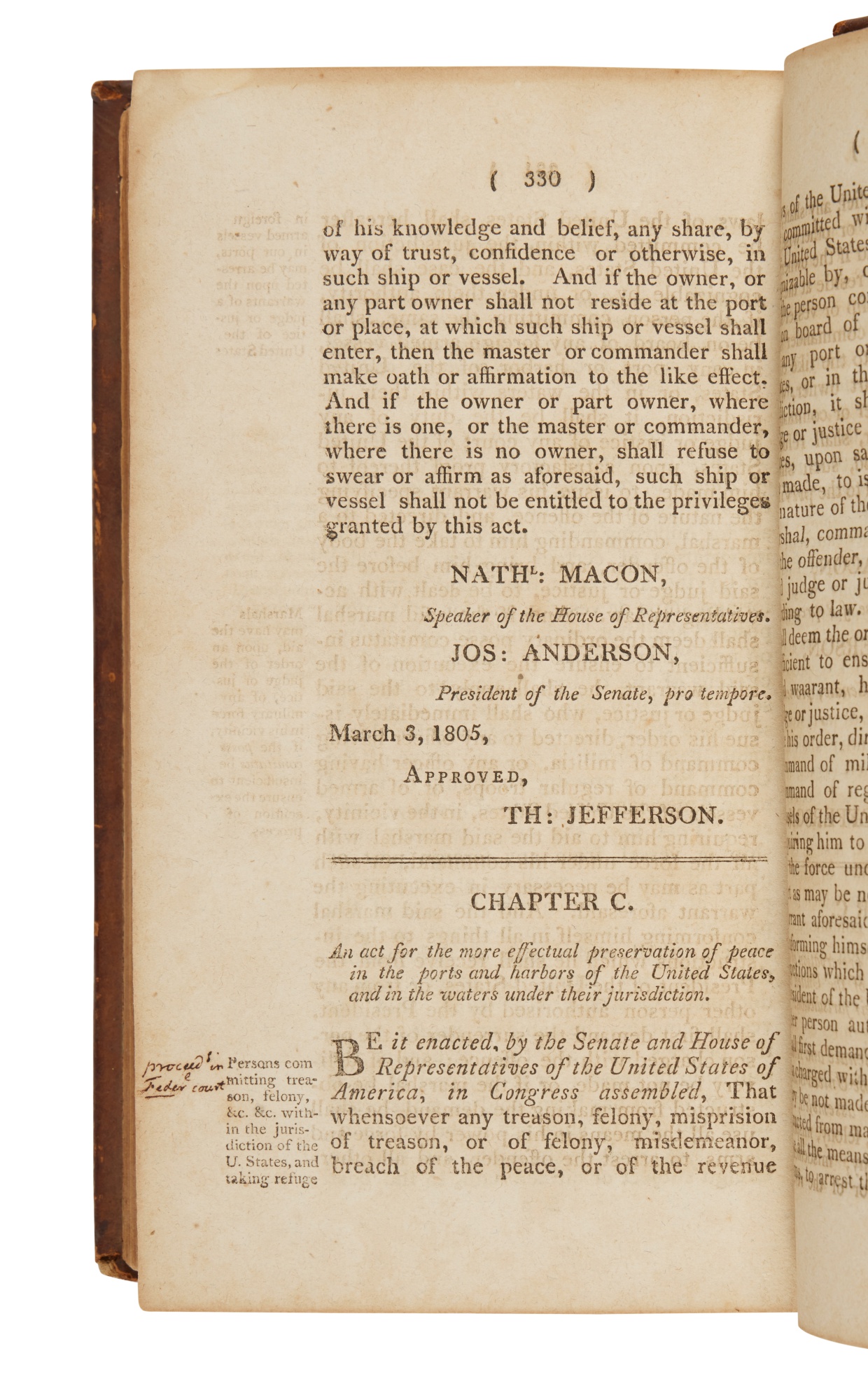 (Thomas Jefferson) A highly significant volume from Thomas Jefferson's library, closely read