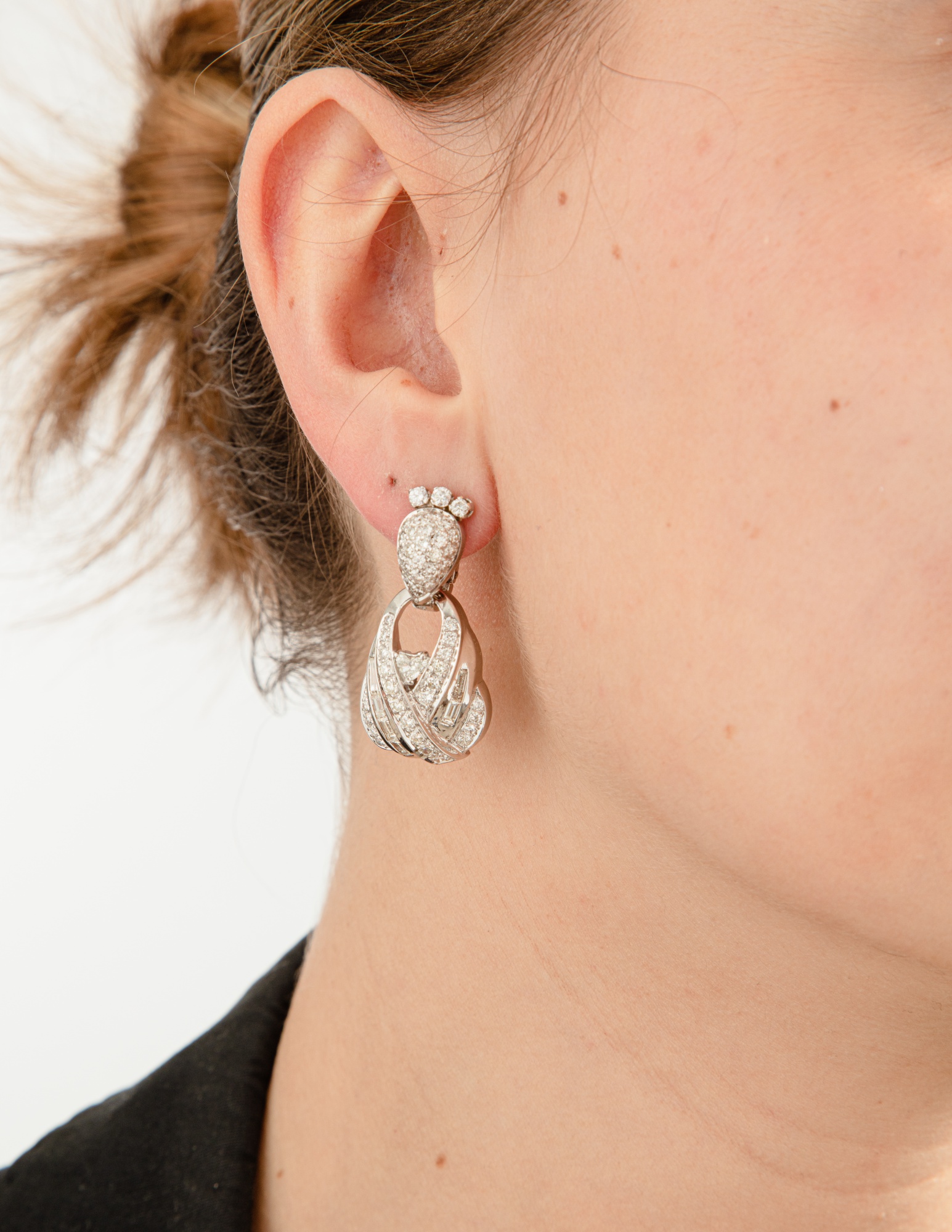 Boucles D'oreilles Clips Vintage Dorées Calinger Paris - Pendantes - Occasion En Bon état