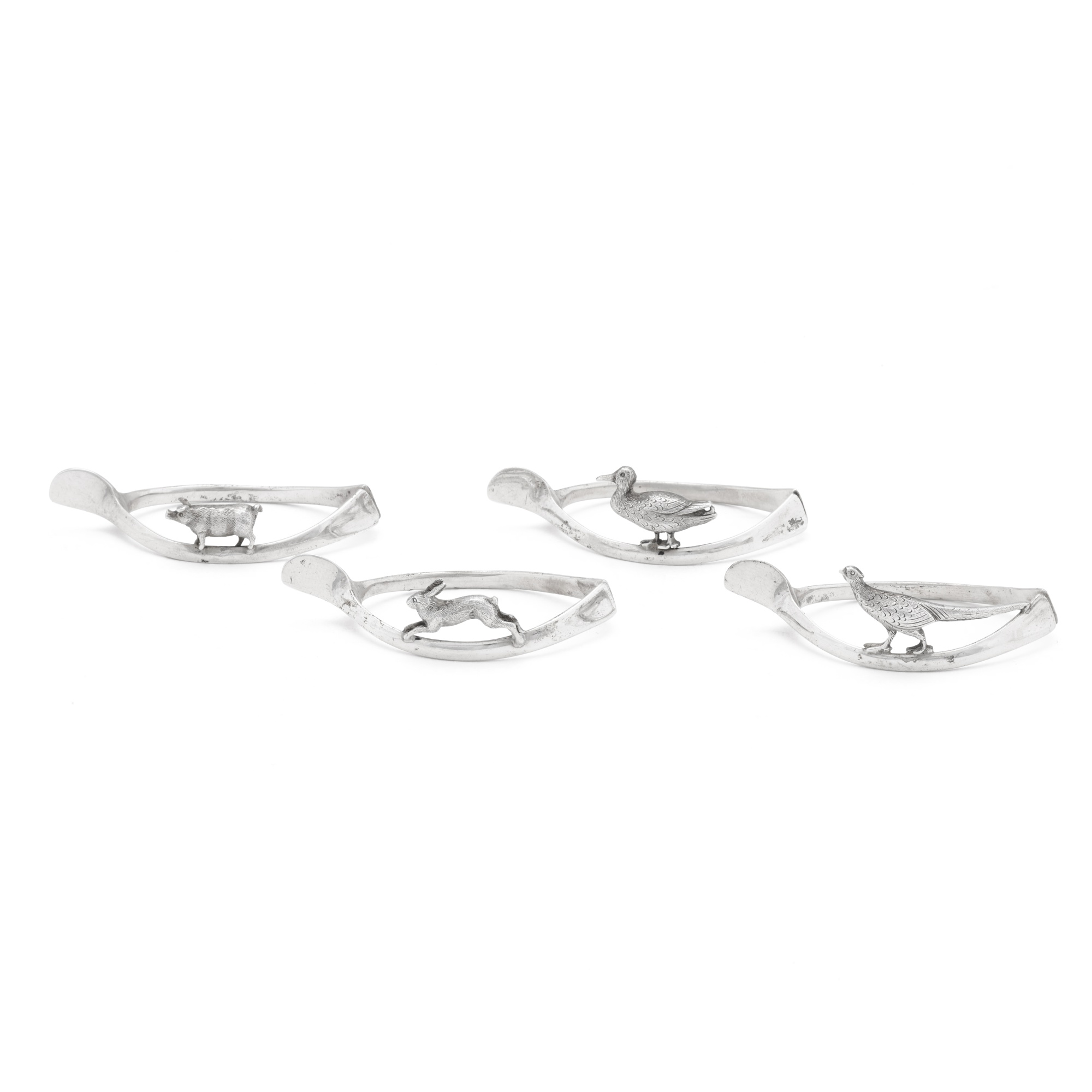 A cased set of silver animal napkin rings, G & C Hodgetts, Birmingham