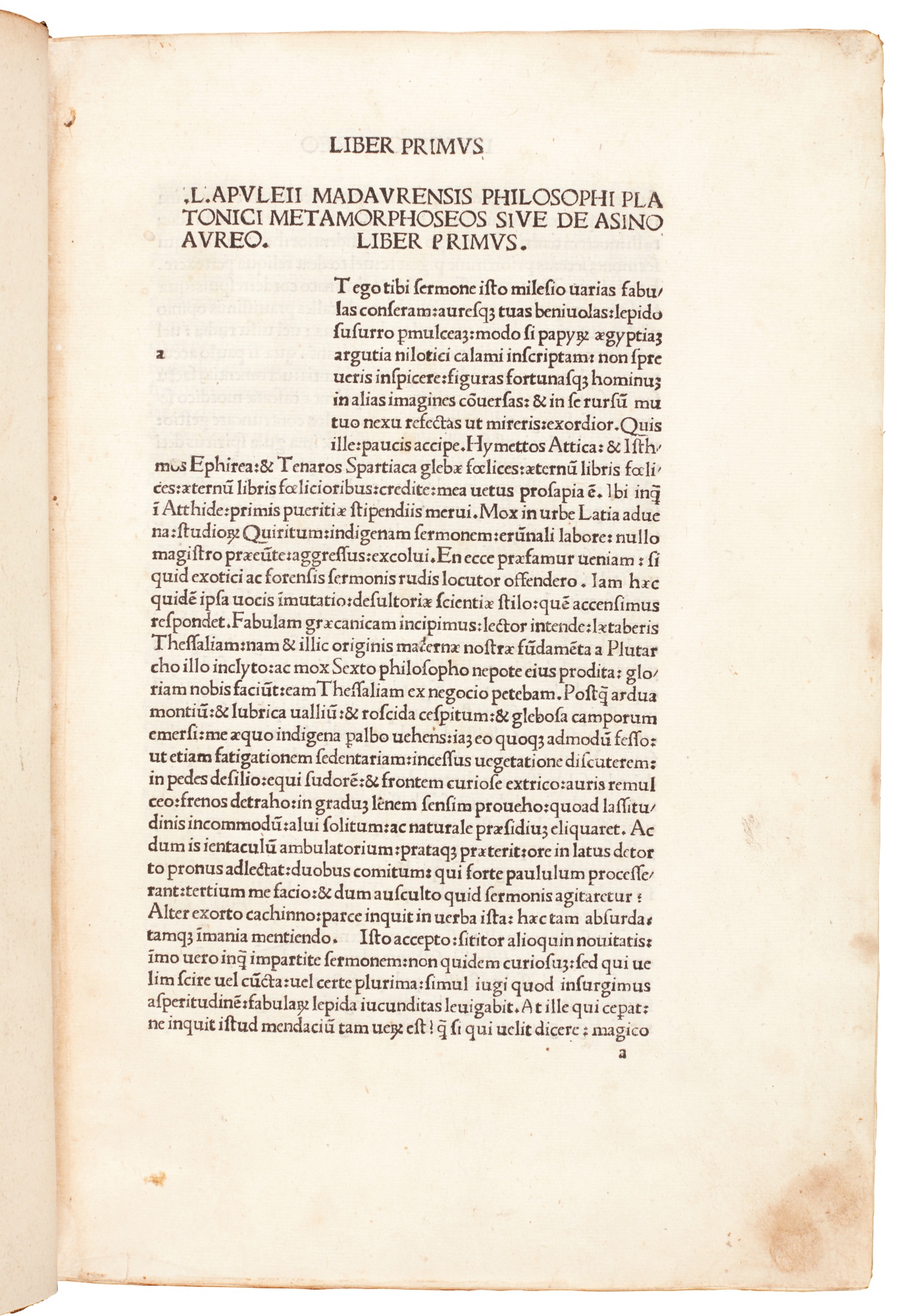 Apuleius, Opera, Vicenza, 1488, contemporary Venetian stamped calf ...