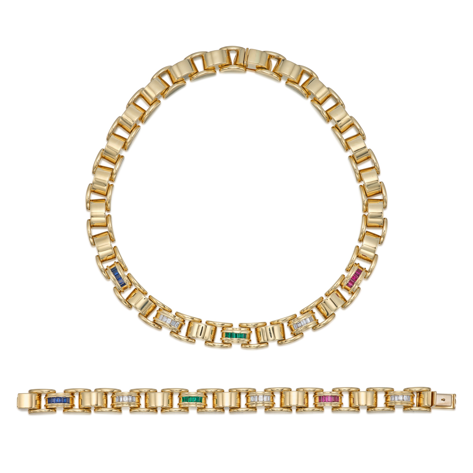 Gold, GemSet and Diamond Necklace and Bracelet Fine Jewels 2023