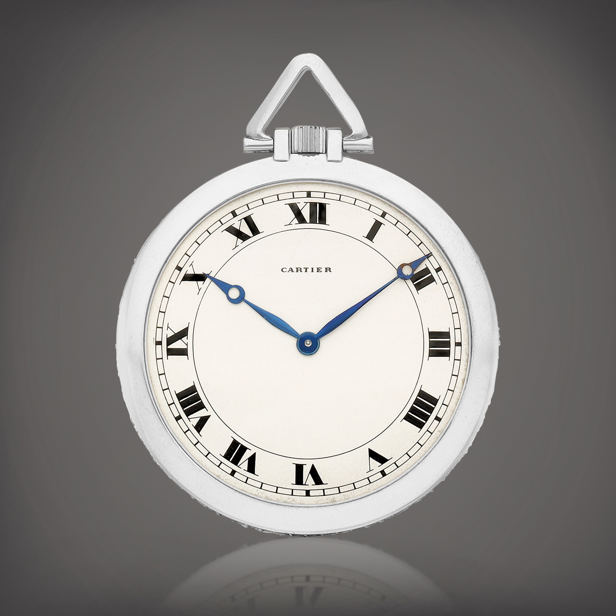 A platinum and diamondset open face keyless watch, Circa 1930 卡地亞 及