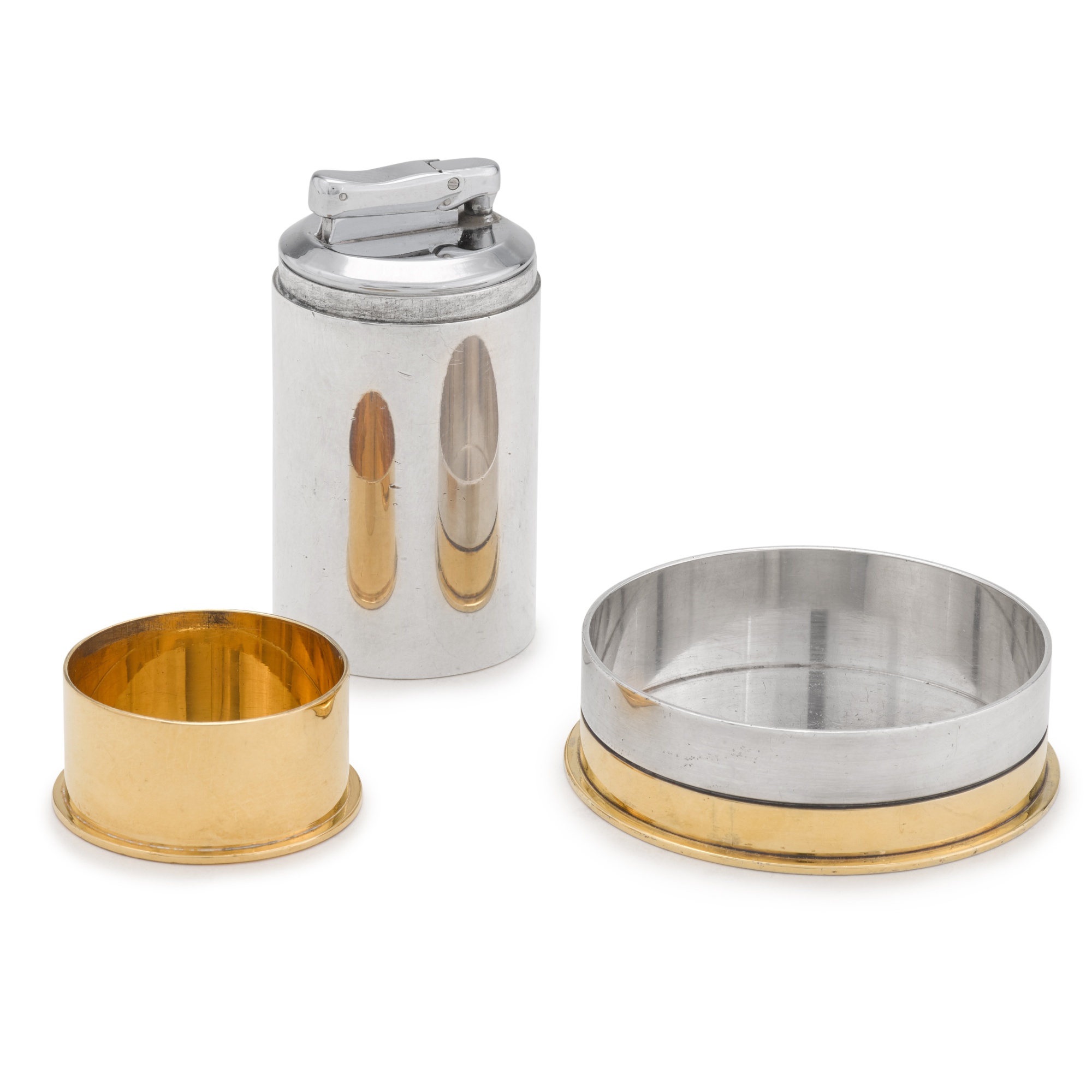 A novelty French electroplate shotgun table lighter and ashtray, Hermès