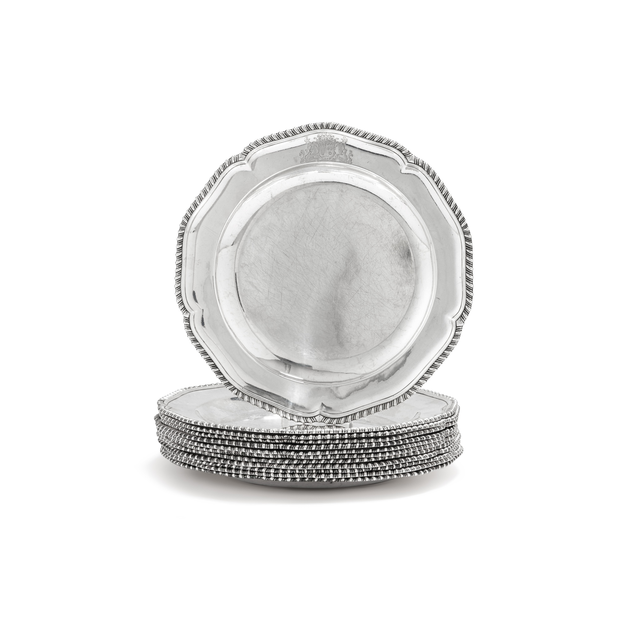 Lot De 2 Assiettes Signees Kg, Luneville, Decor Moustiers N 5