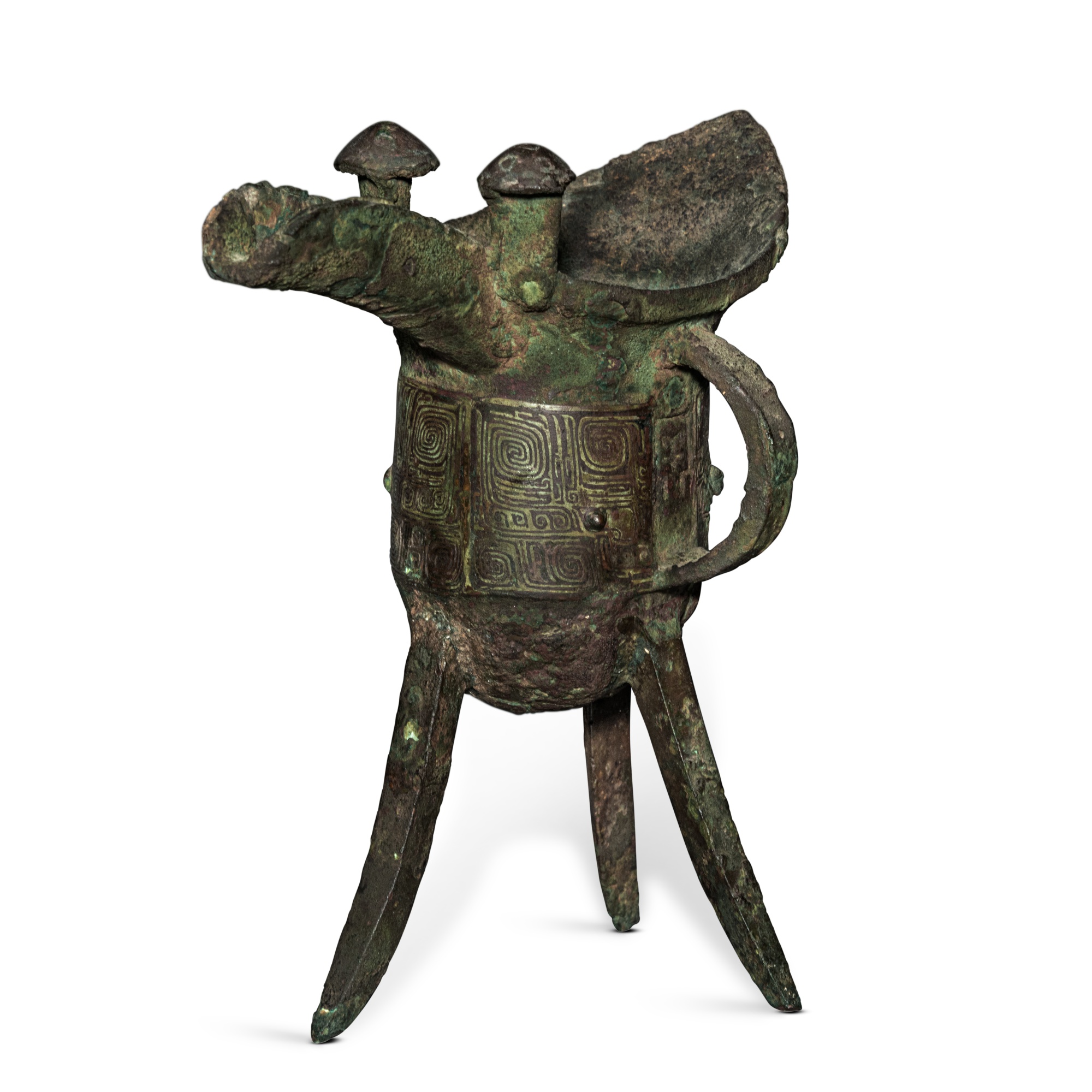 An archaic bronze ritual wine vessel (Jue), Late Shang dynasty | 商末 牢爵 ...