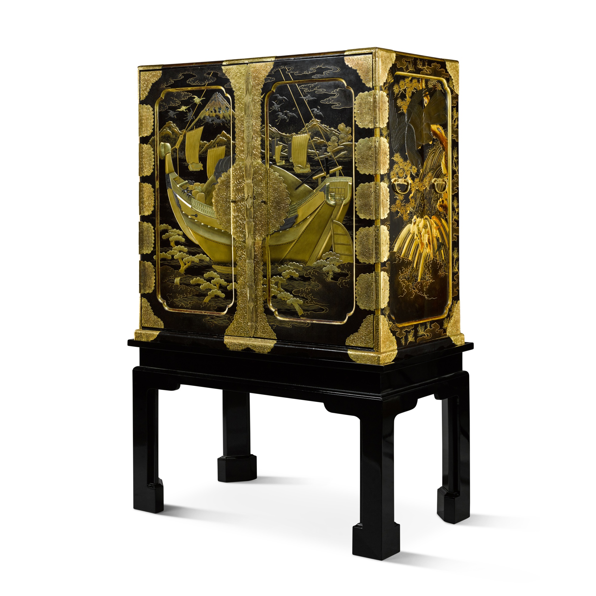 A fine Japanese lacquer and stand, Signed Shojusai Kakushu and kao [cursive monogram