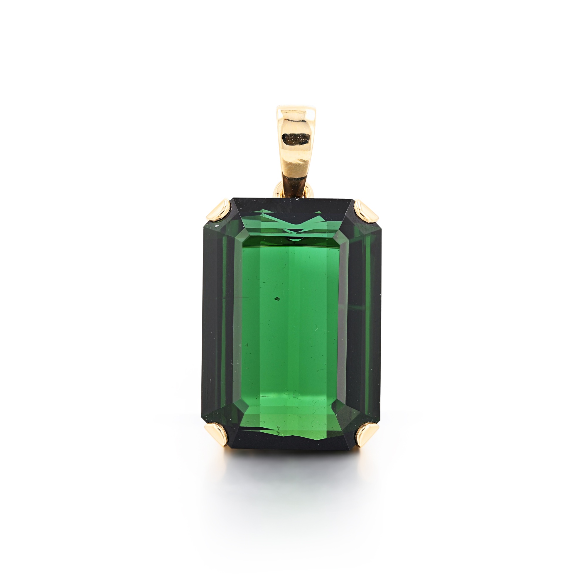 Pendentif Triangle En Argent Avec Tourmaline, Design Puriste Poinçon LP - Bijou Occasion