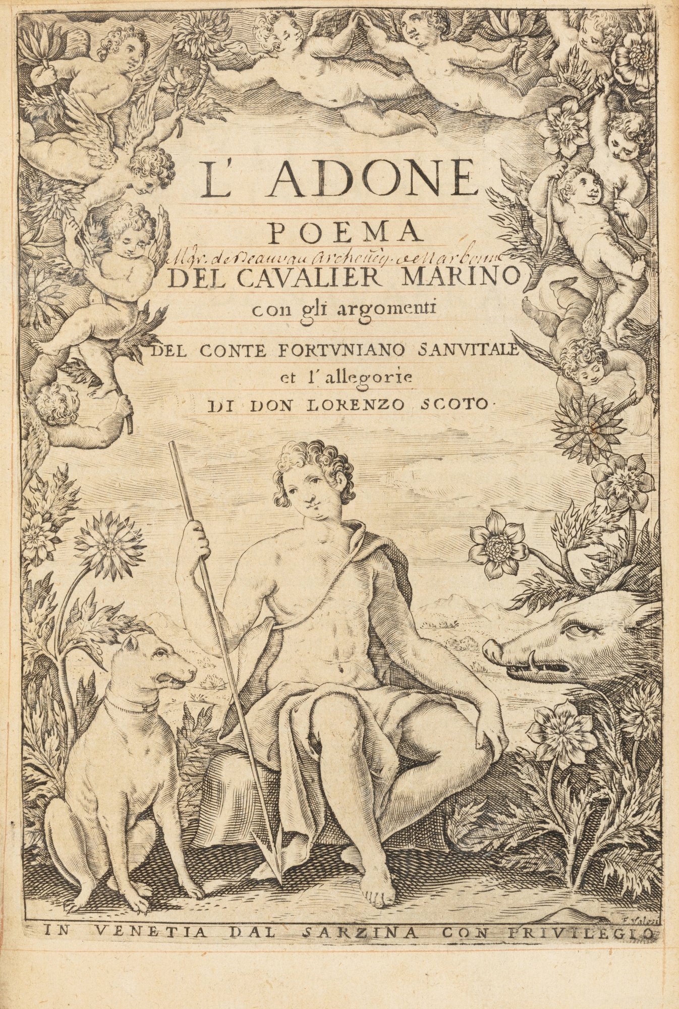 L'Adone. Venise, 1626. Reliure de l'époque aux armes de Le Goux de La ...